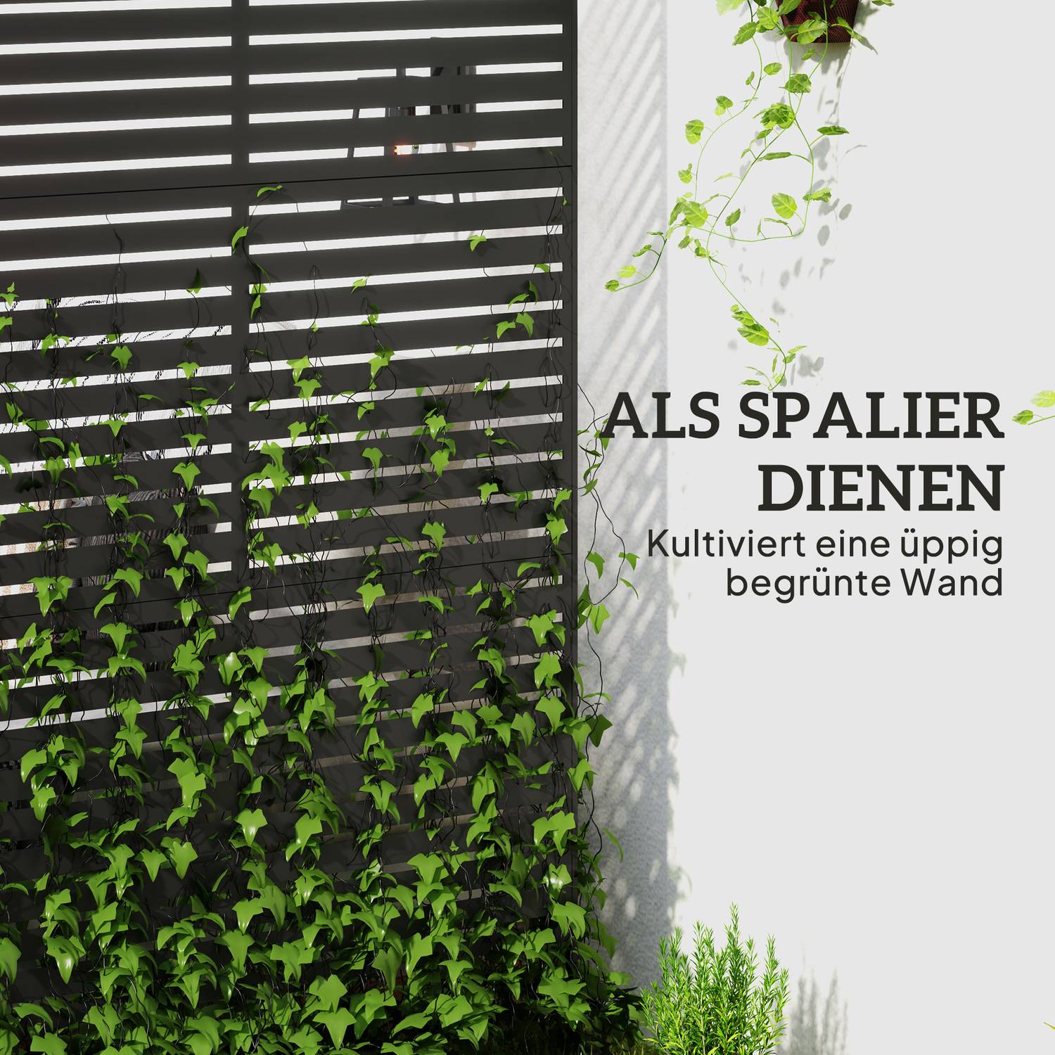 Utomhusskyddsskärm, 3-panels rumsavdelare i stål, svart