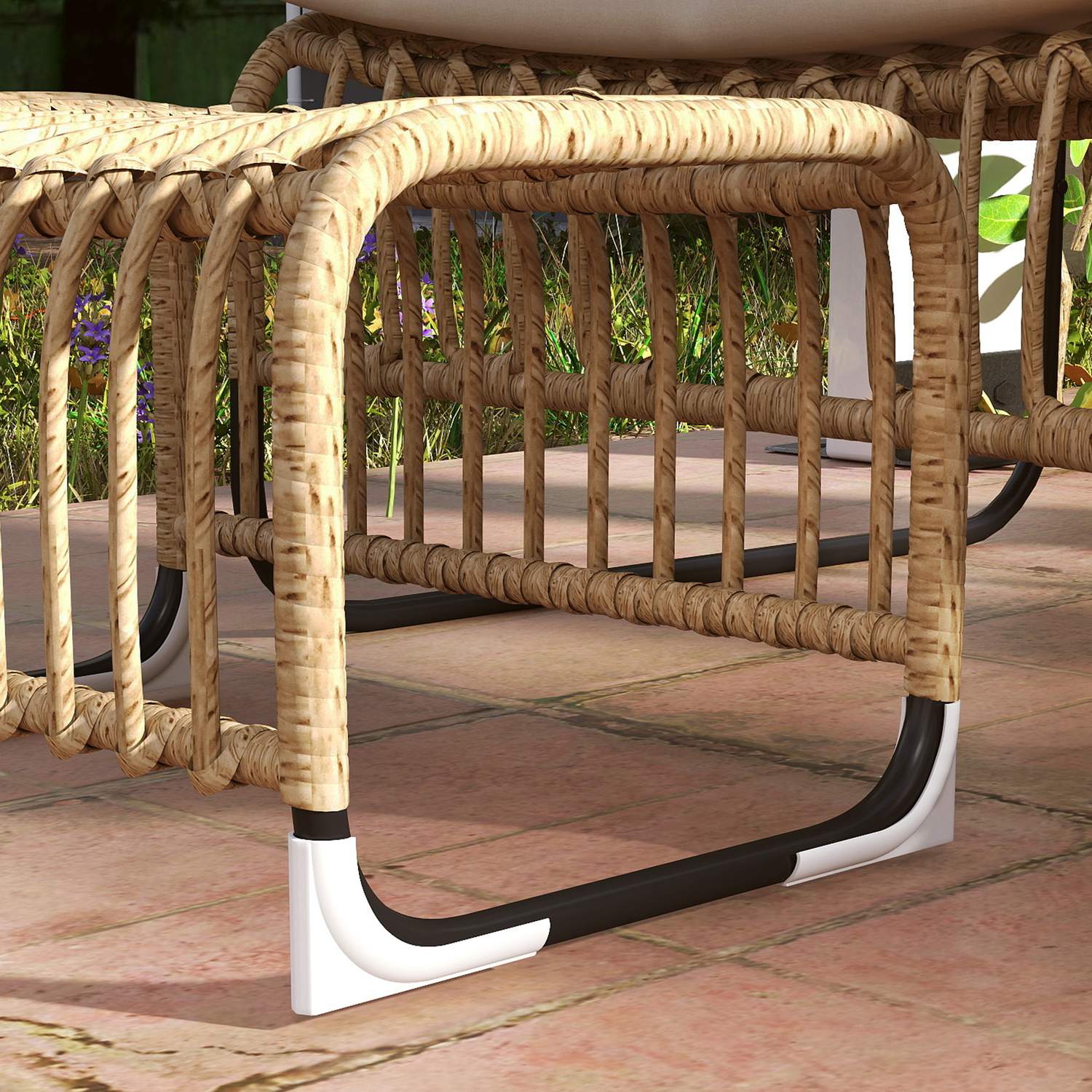 Utomhusstol i rotting med fotpall – UV-beständig och dämpad