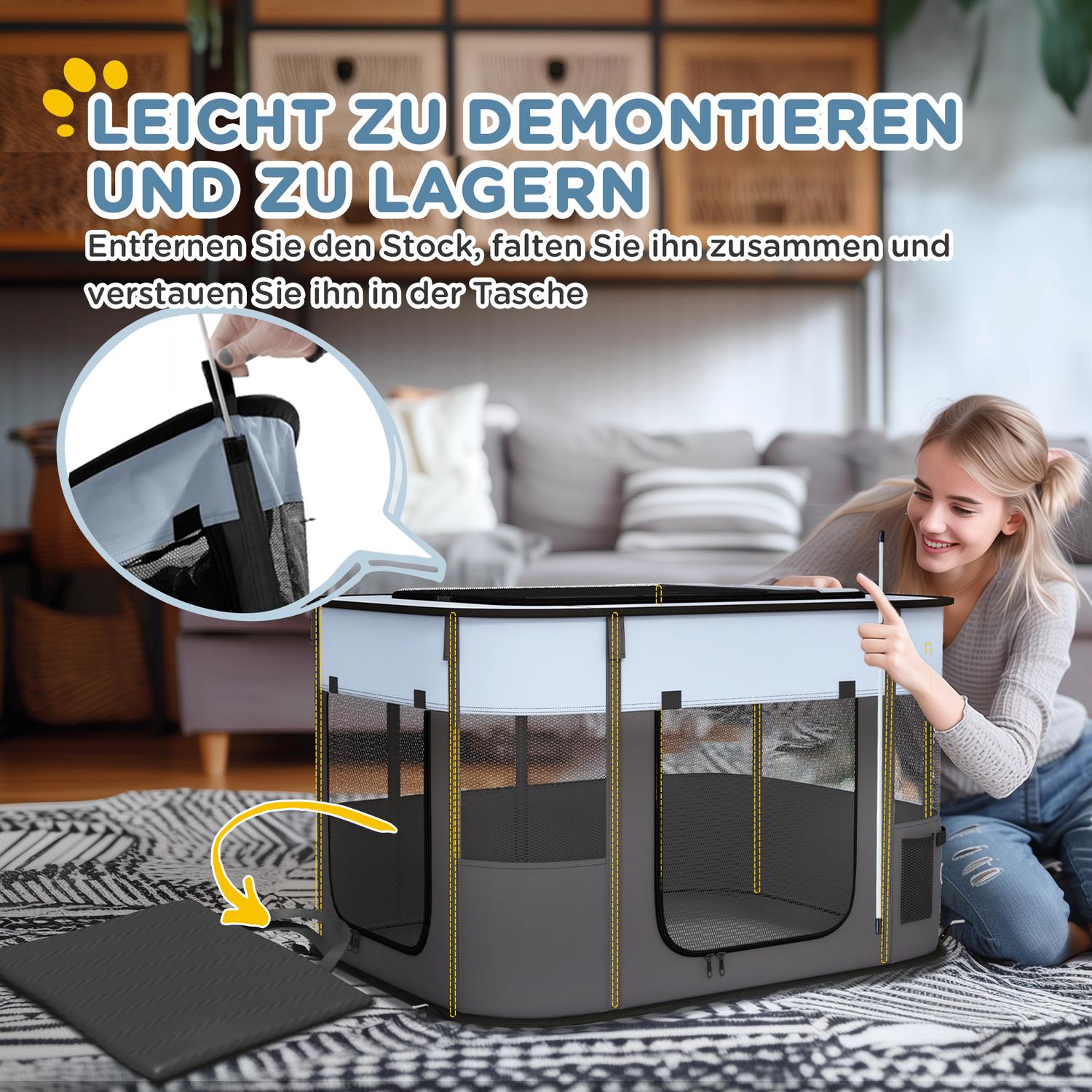 Valplekhage med dörrar, hopfällbar & andas, 94x74x60 cm