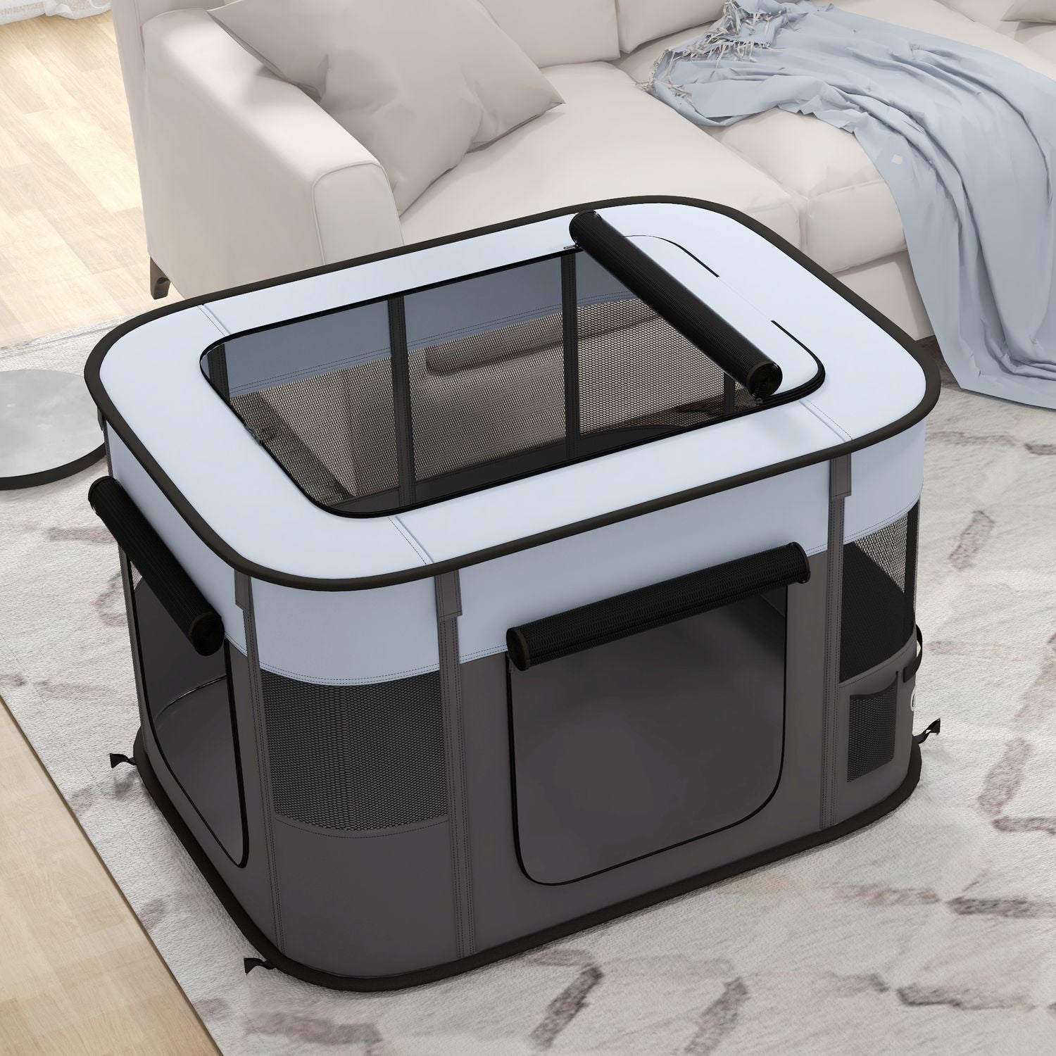 Valplekhage med dörrar, hopfällbar & andas, 94x74x60 cm