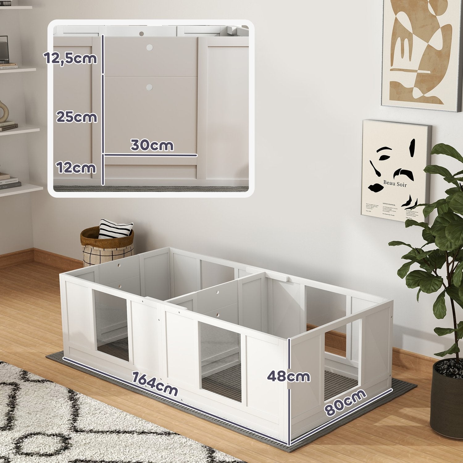 Valplekhage med tvättbar matta och justerbar dörr, vit