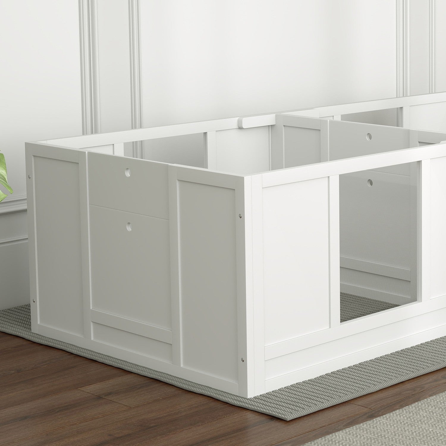 Valplekhage med tvättbar matta och justerbar dörr, vit