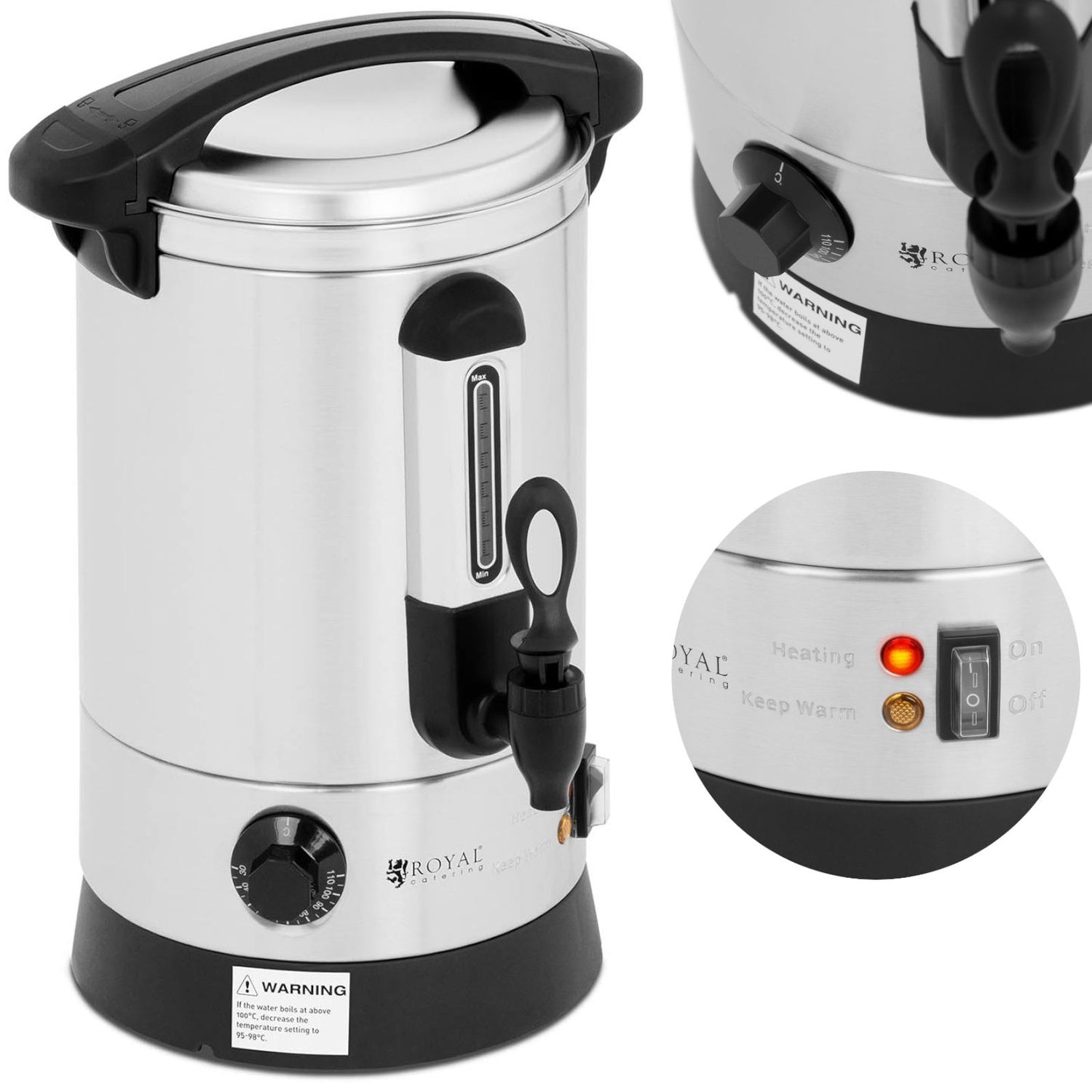 Varmvattenberedare dubbelvägg stål 6,5L 1500 W