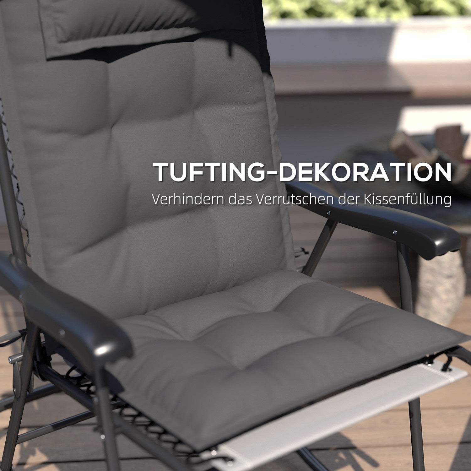 Vattenavvisande mörkgrå solstolsdynor – set om 2