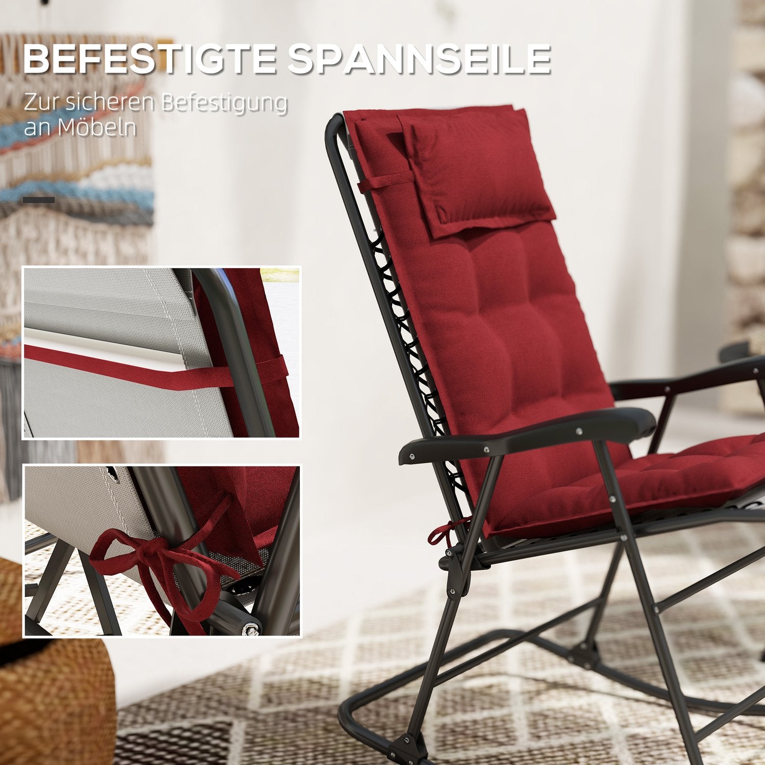 Vattenavvisande solstolsdynor, set om 2, vinröd