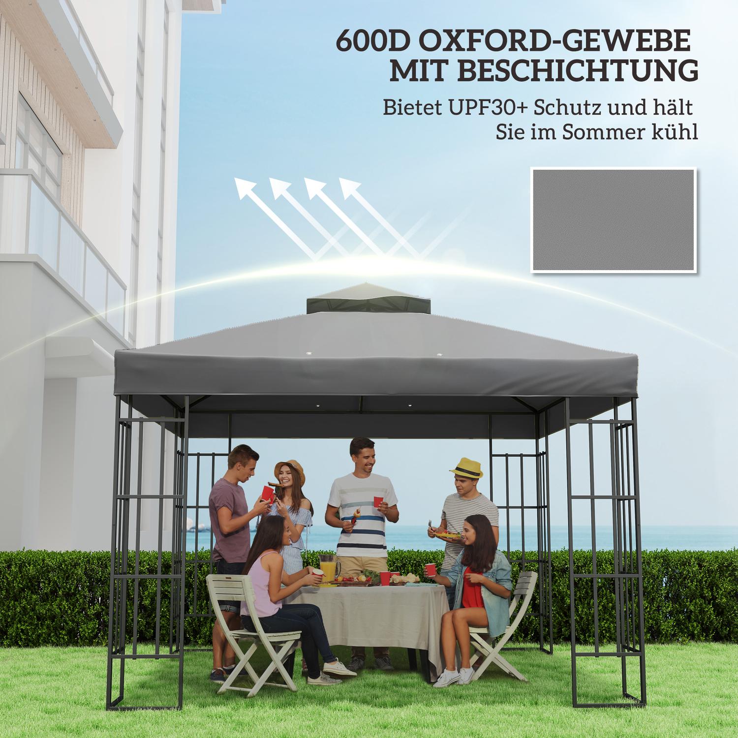 Vattentät 3x3m Gazebo takbyte - Oxford-tyg, mörkgrå