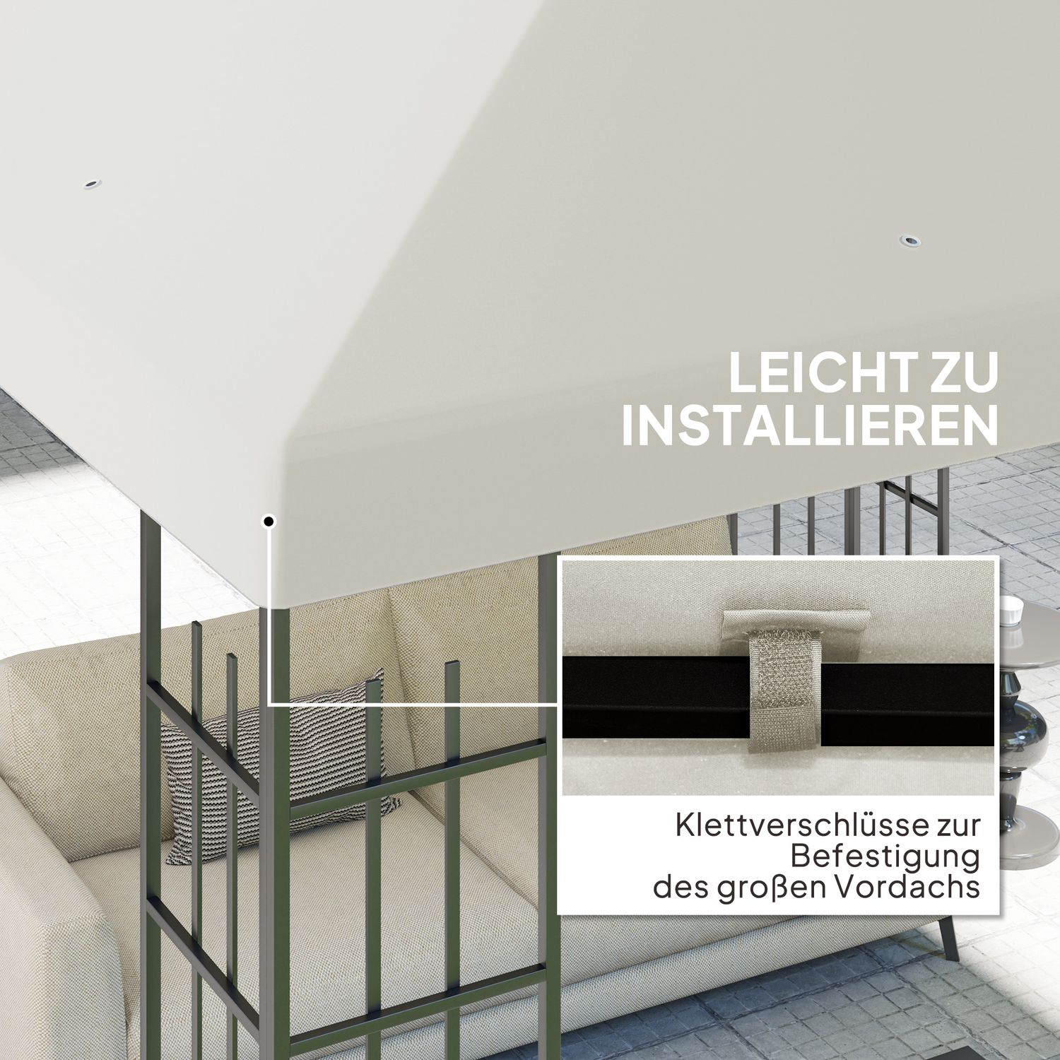 Vattentät 3x3m Gazebo takskydd, Oxford-tyg, ljusgrå