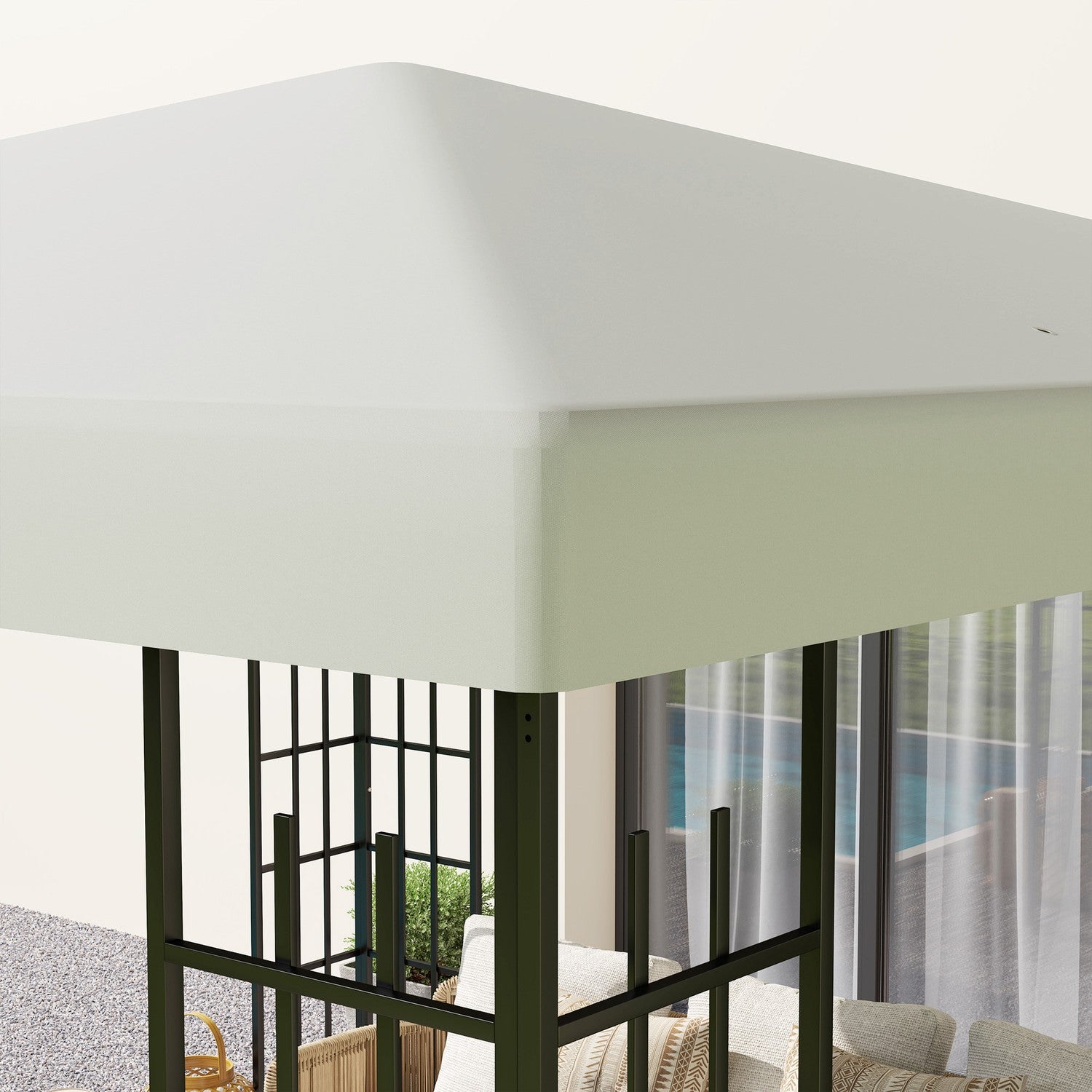 Vattentät 3x3m Gazebo takskydd, Oxford-tyg, ljusgrå