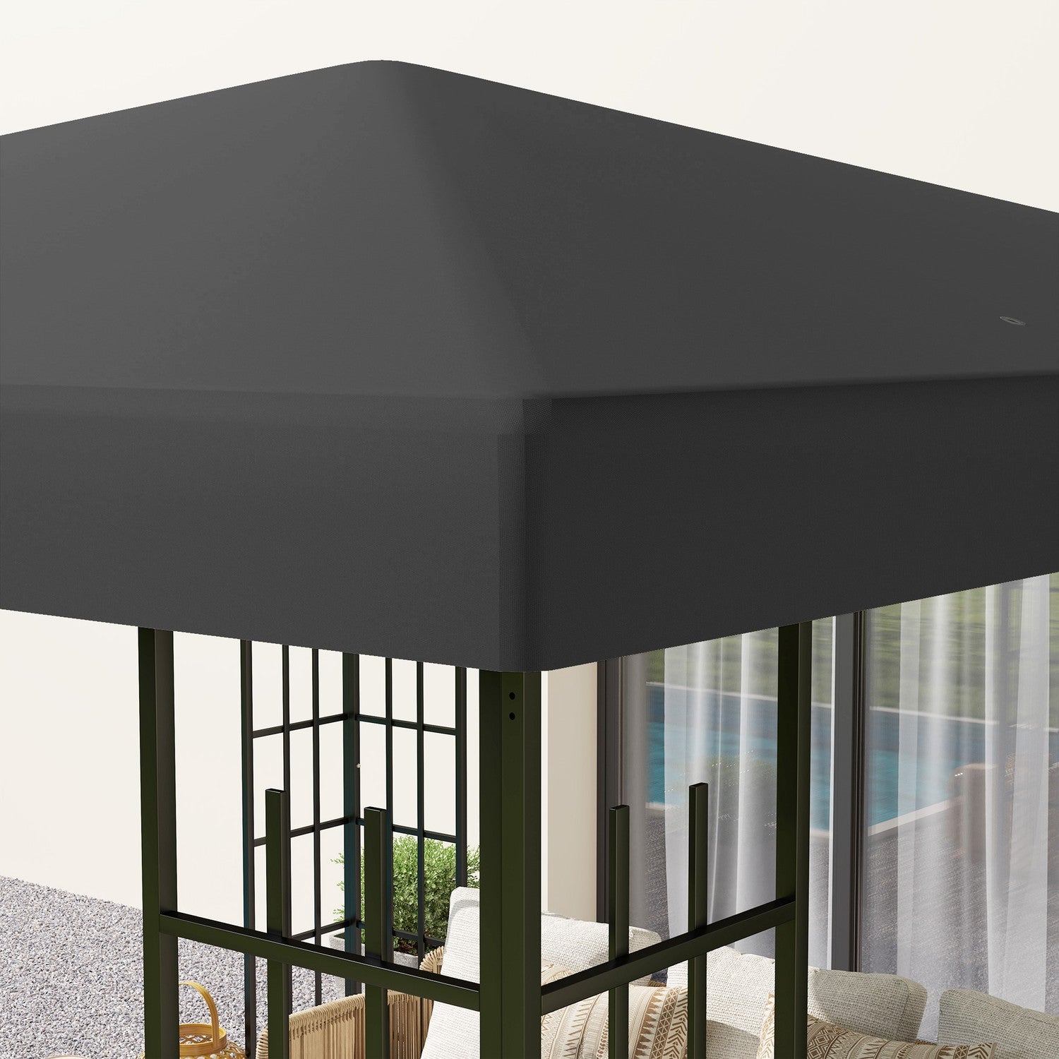 Vattentät Gazebo takskydd, 3x3m, mörkgrå, 370gsm