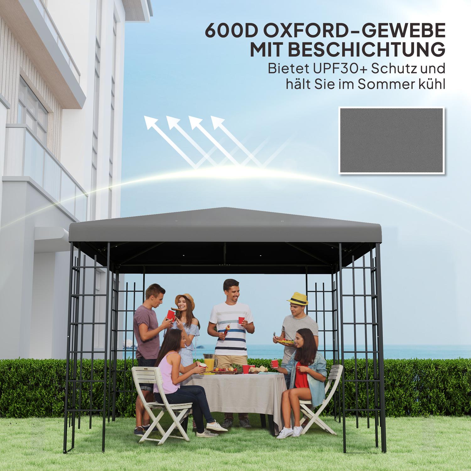 Vattentät Gazebo takskydd, 3x3m, mörkgrå, 370gsm