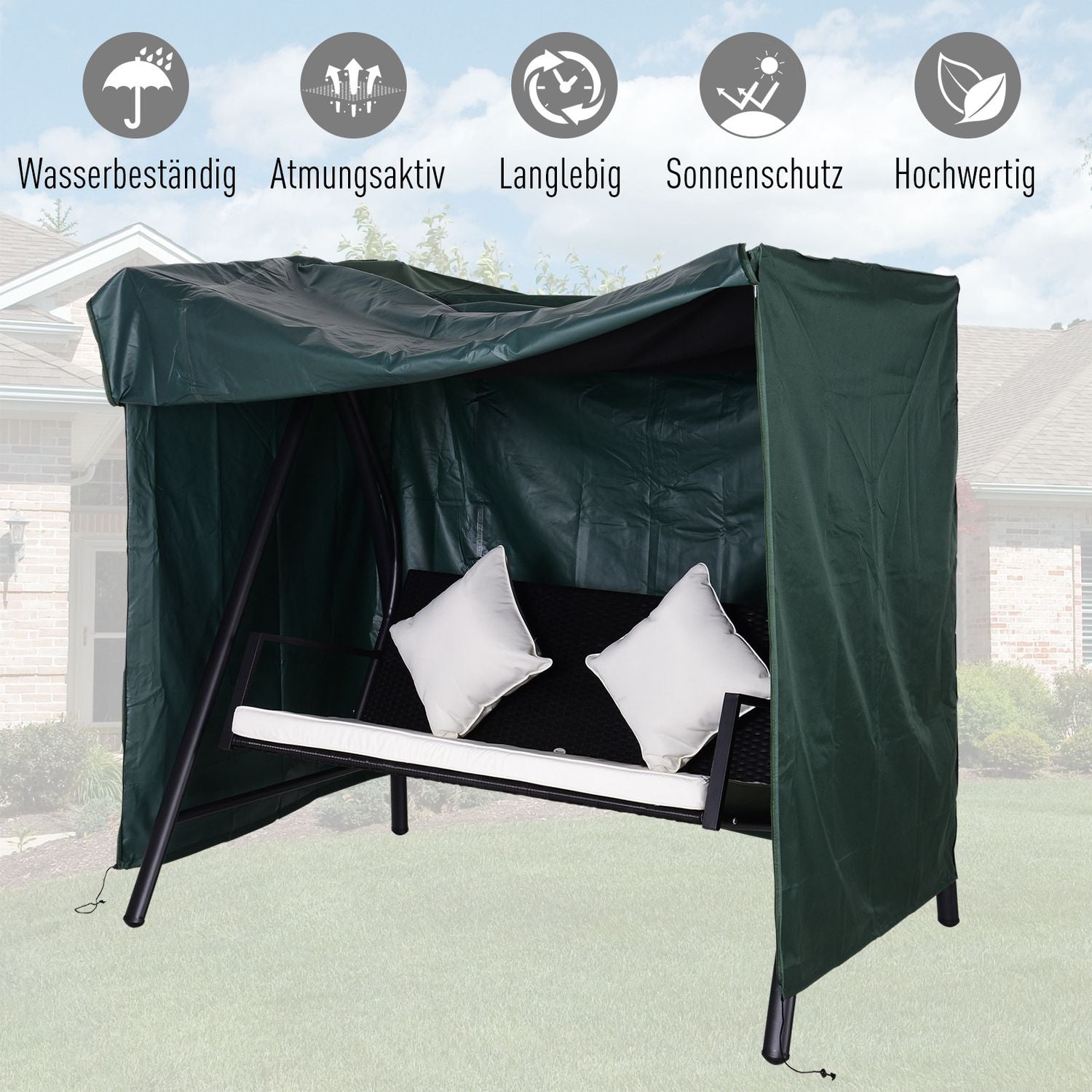 Vattentät Oxford Garden Swing Cover, UV-skydd, 177x114x152 Cm