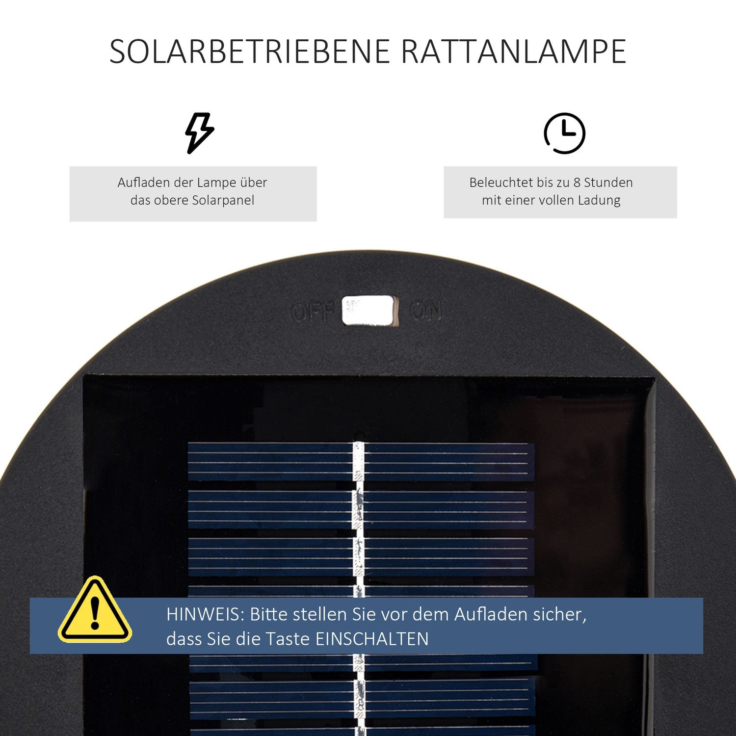 Vattentät Solar Garden Light med Sensor, Svart, 21,5x61 Cm