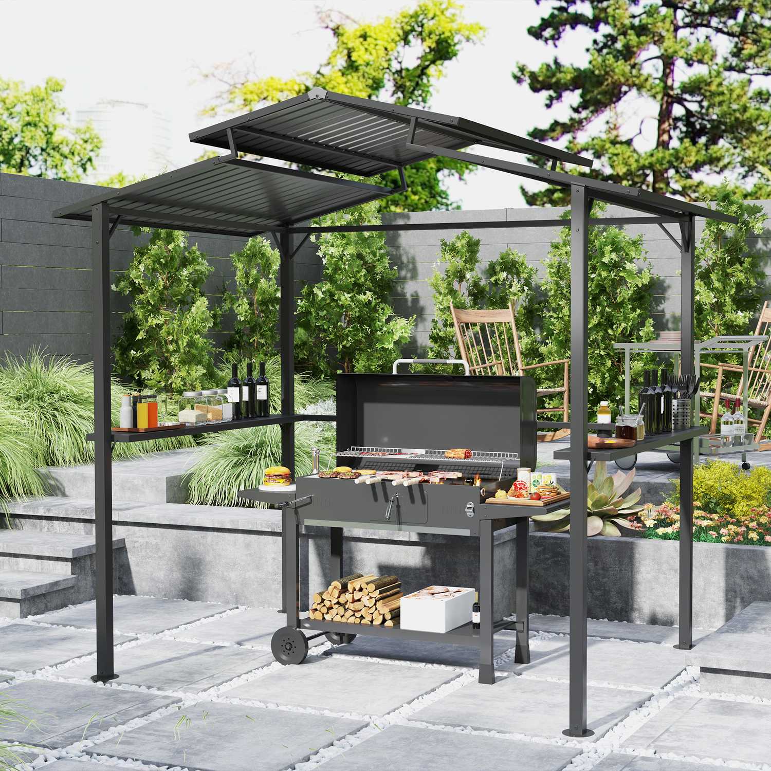 Vattentät grillpaviljong med UV-skydd – 250x160x250cm