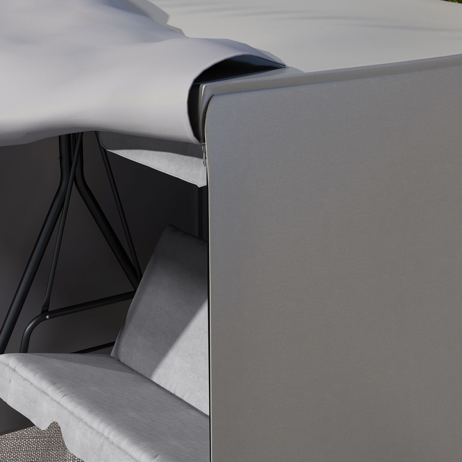 Vattentät trädgårdsgunga med solskydd, Grå, 177x114x152 cm