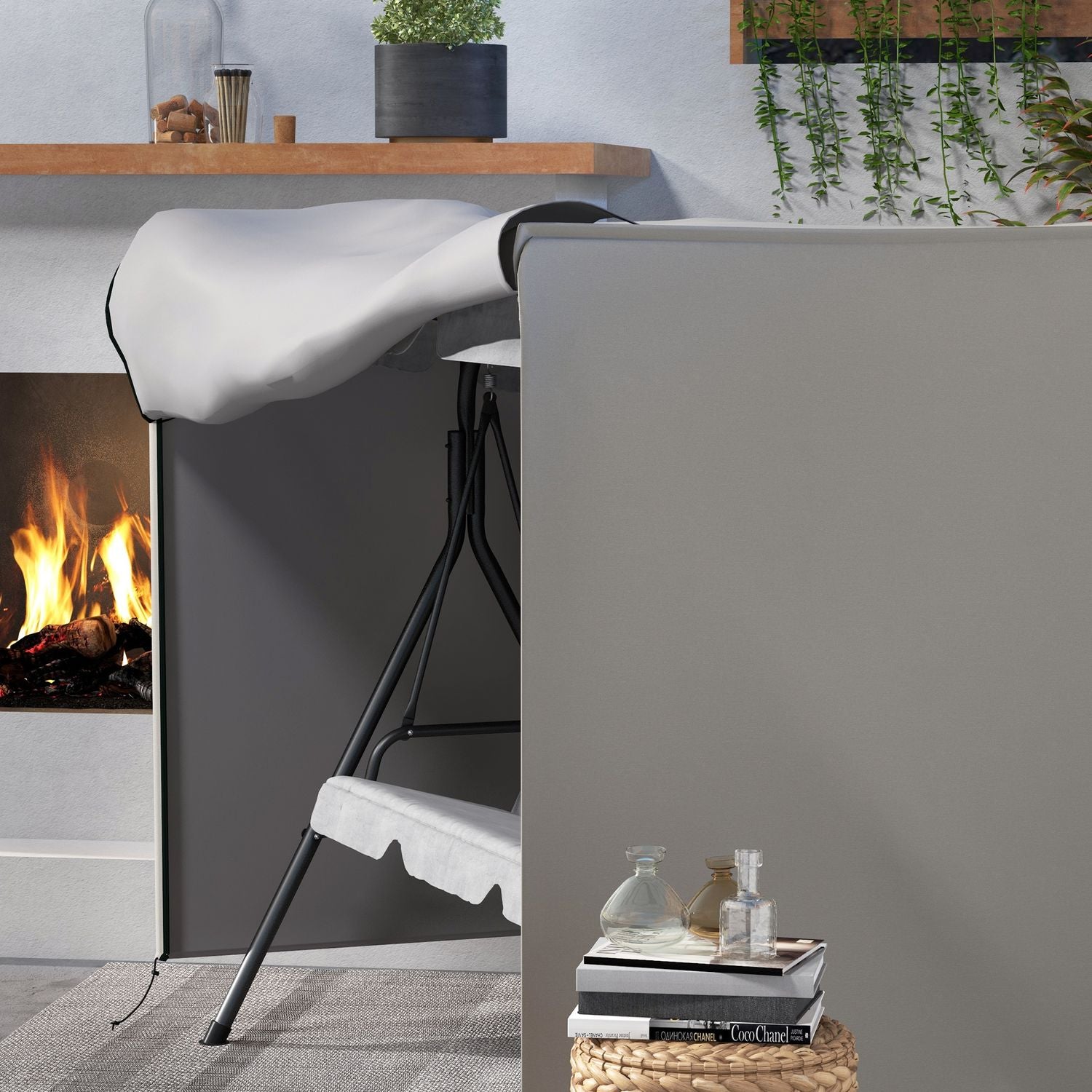 Vattentät trädgårdsgunga, solskydd, grå, 205x124x164 Cm