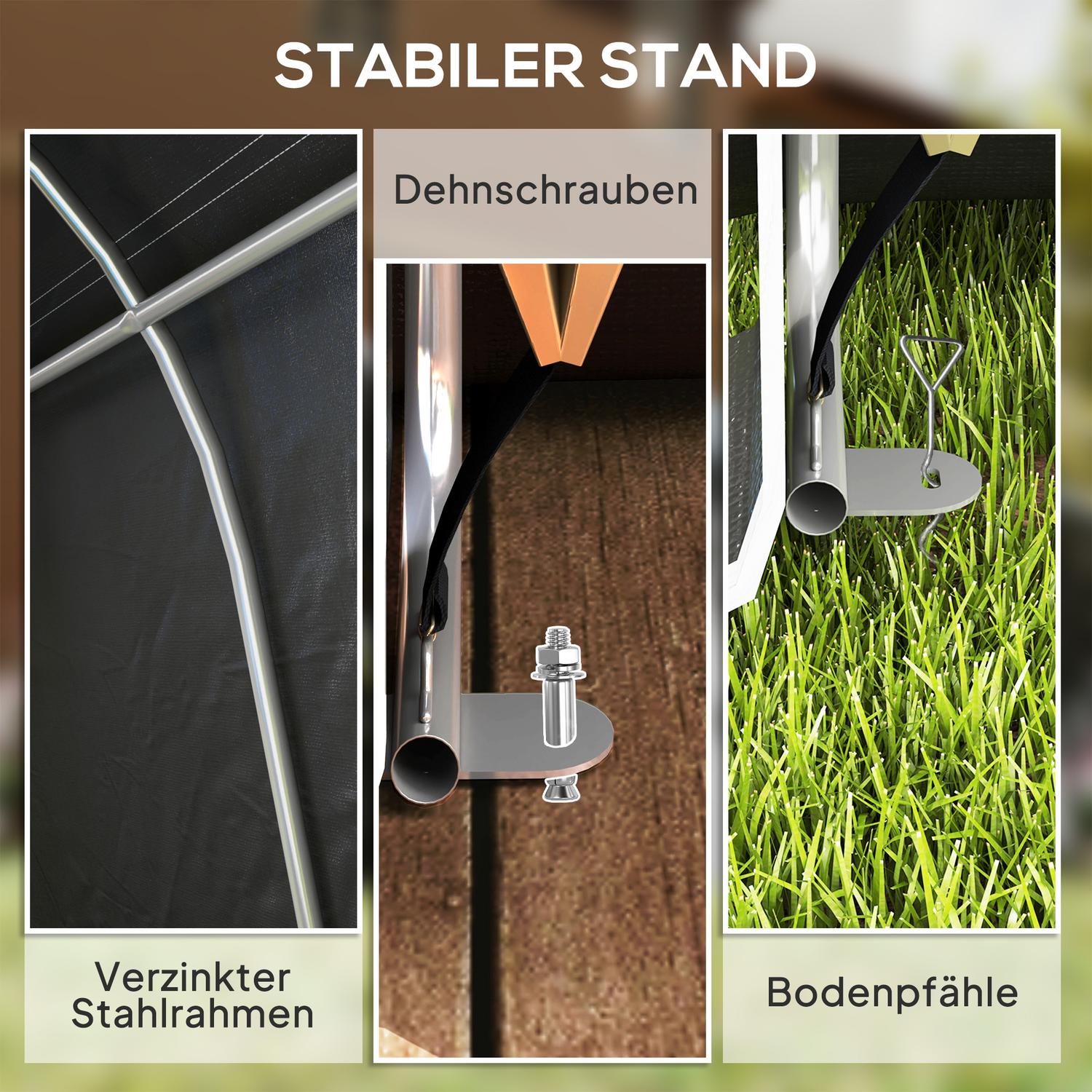 Vattentätt utomhuscykelförvaringstält med dörr 300x450x230cm