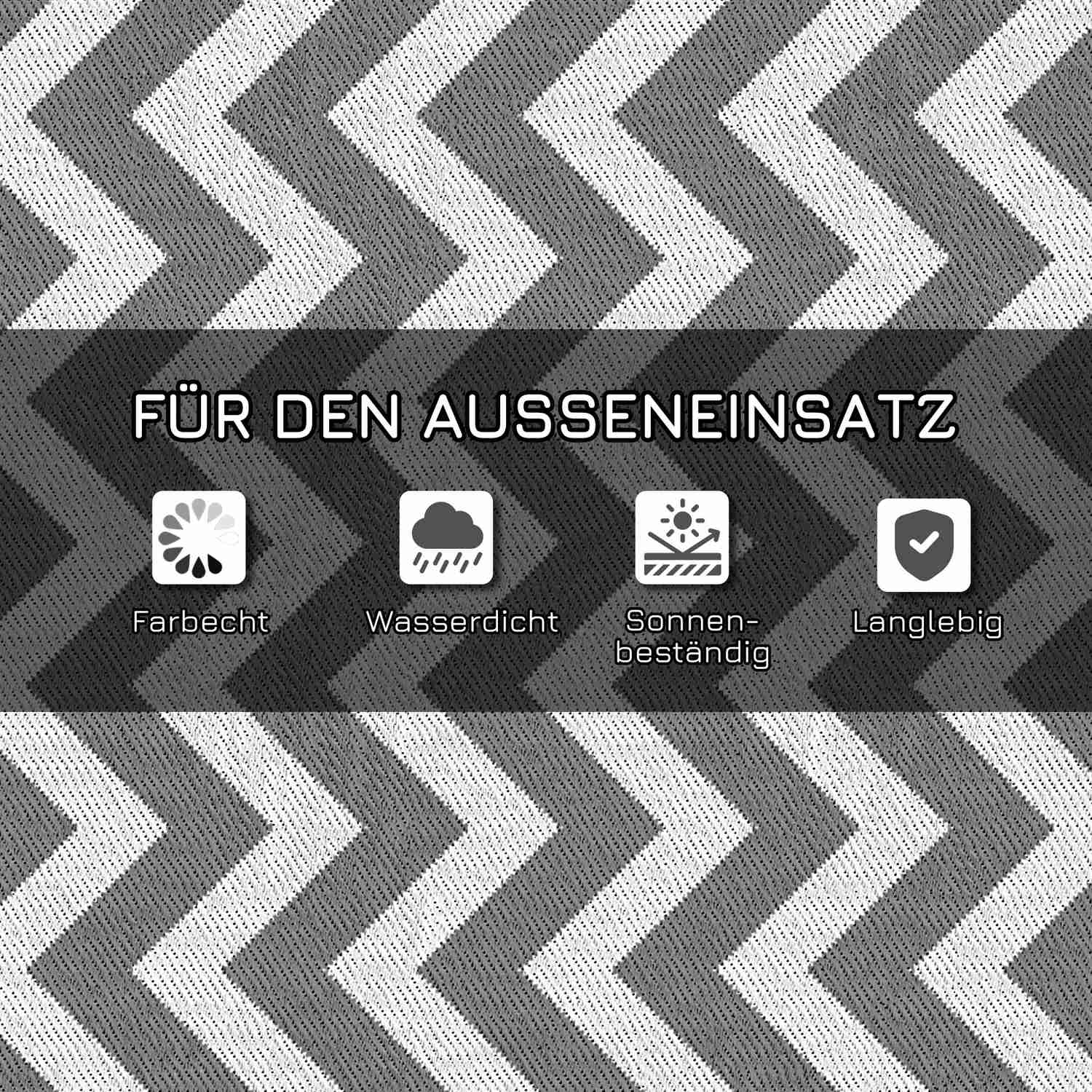 Vattentät utomhusplastmatta, 121x182 cm, Ljusgrå/Vit