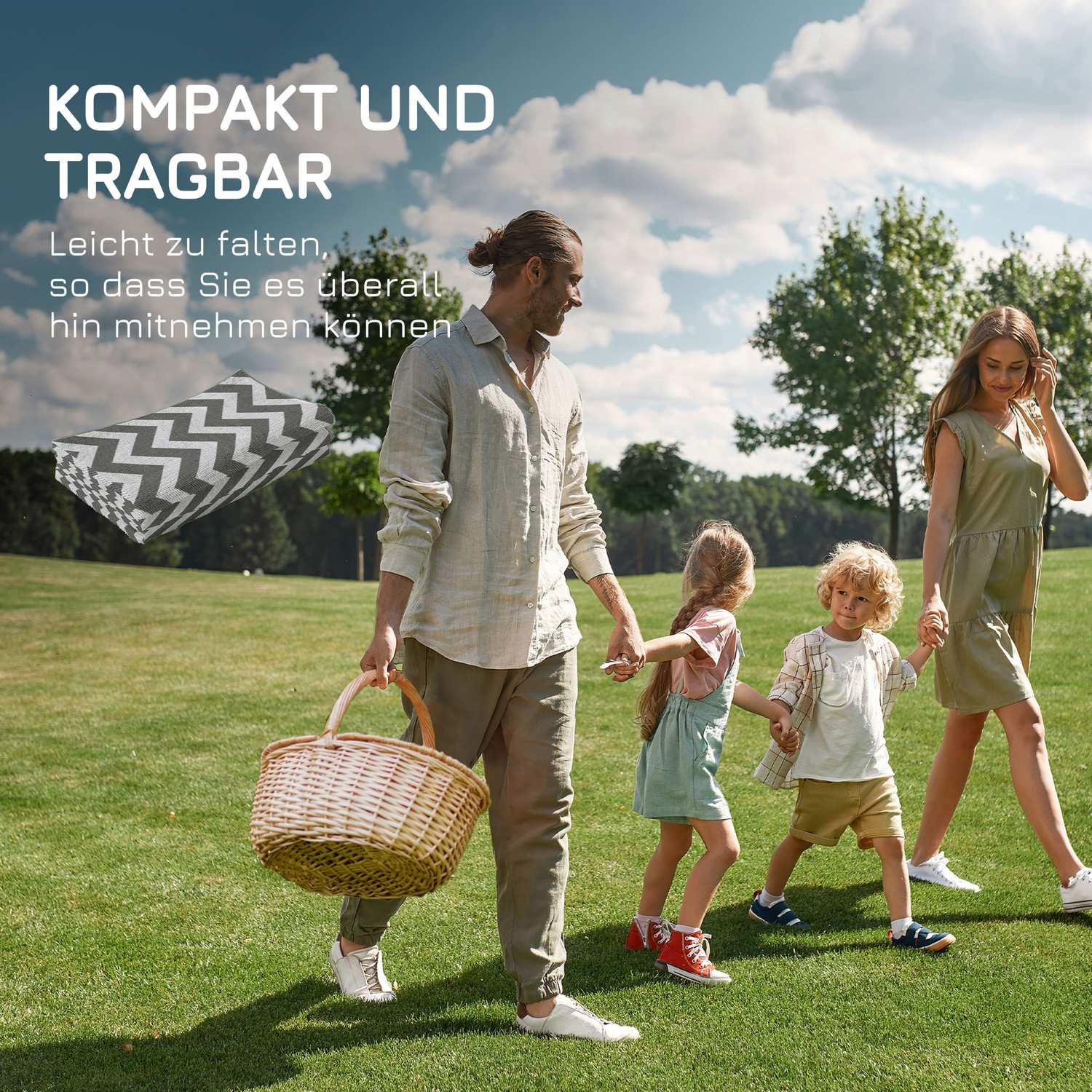 Vattentät utomhusplastmatta, 121x182 cm, Ljusgrå/Vit