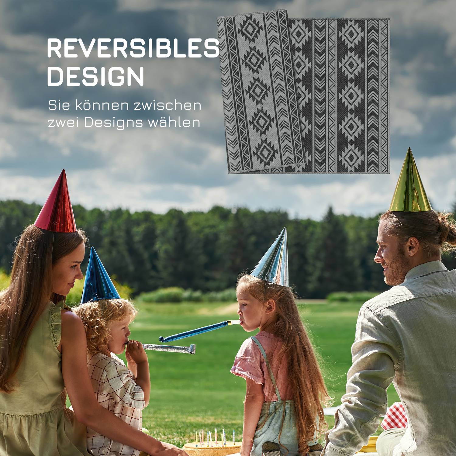 Vattentät utomhusplastmatta - Dubbelsidig, 182x274cm