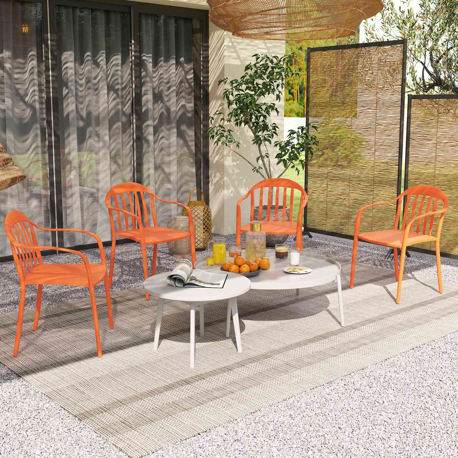 Väderbeständiga stapelbara trädgårdsstolar, set om 4, röd