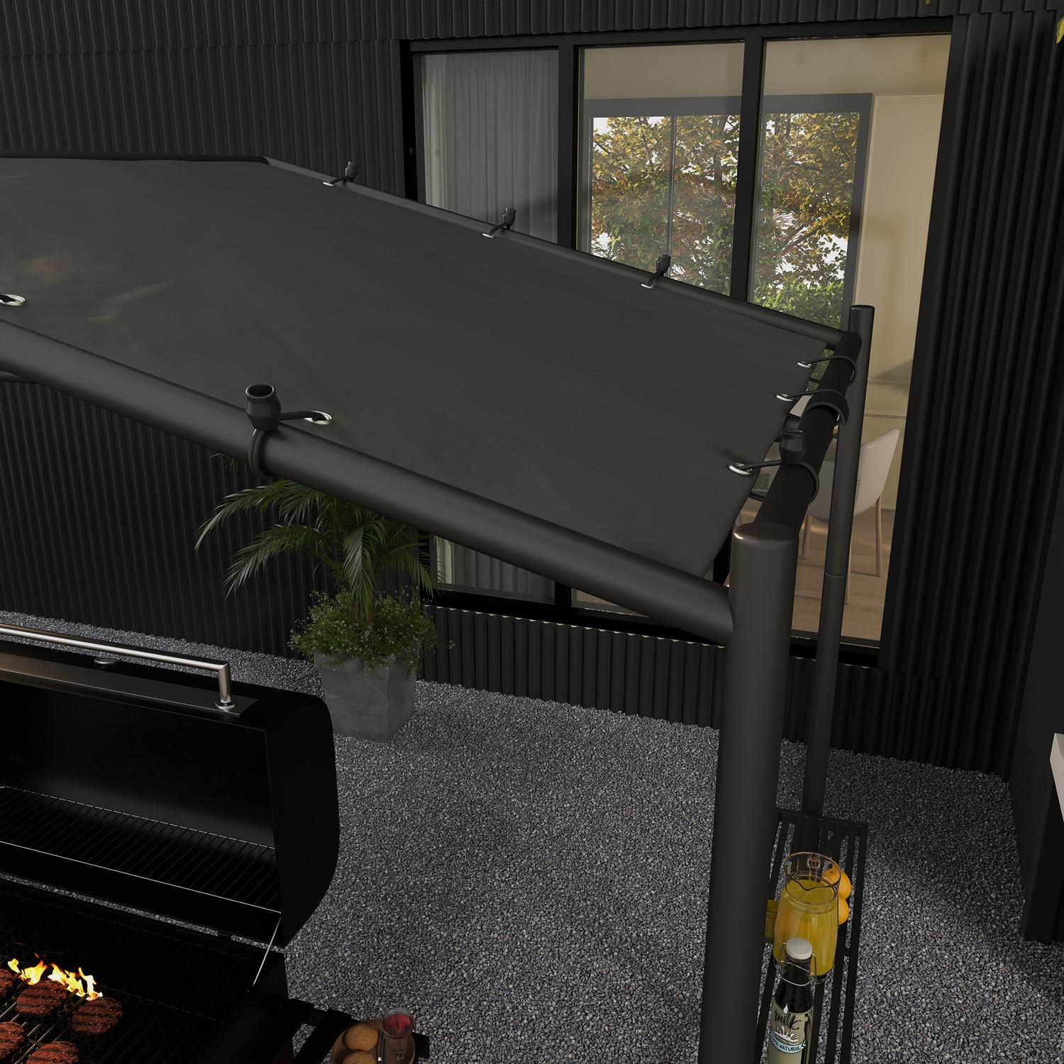 Väderbeständig grillpaviljong 3x1,5M med hyllor, stål