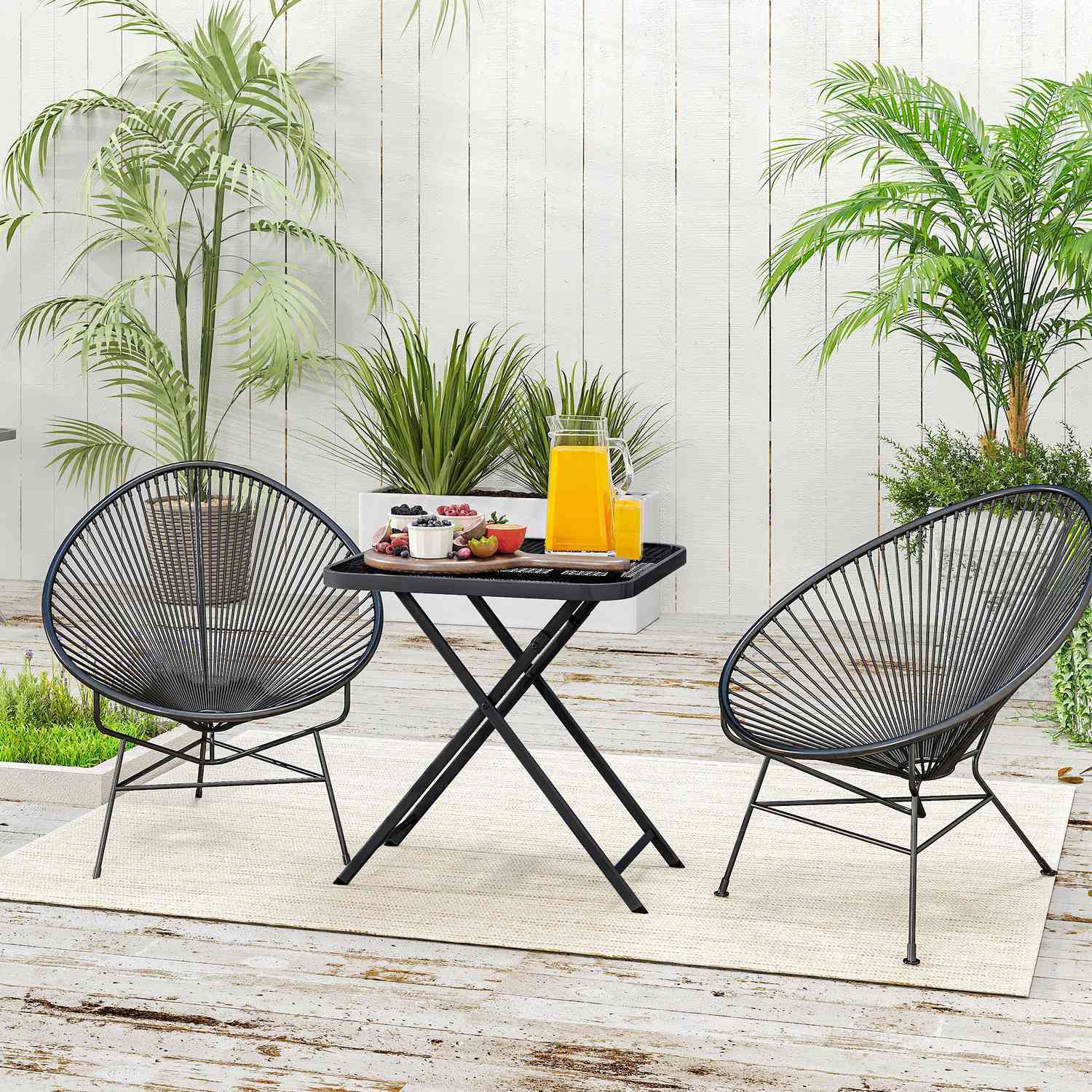 Väderbeständigt fällbart stålbord – 70 x 70 cm, Svart