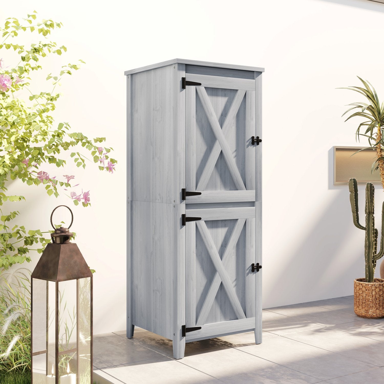 Väderbeständig trädgårdsredskapsbod i trä, Låsbar, 60x60x160 cm