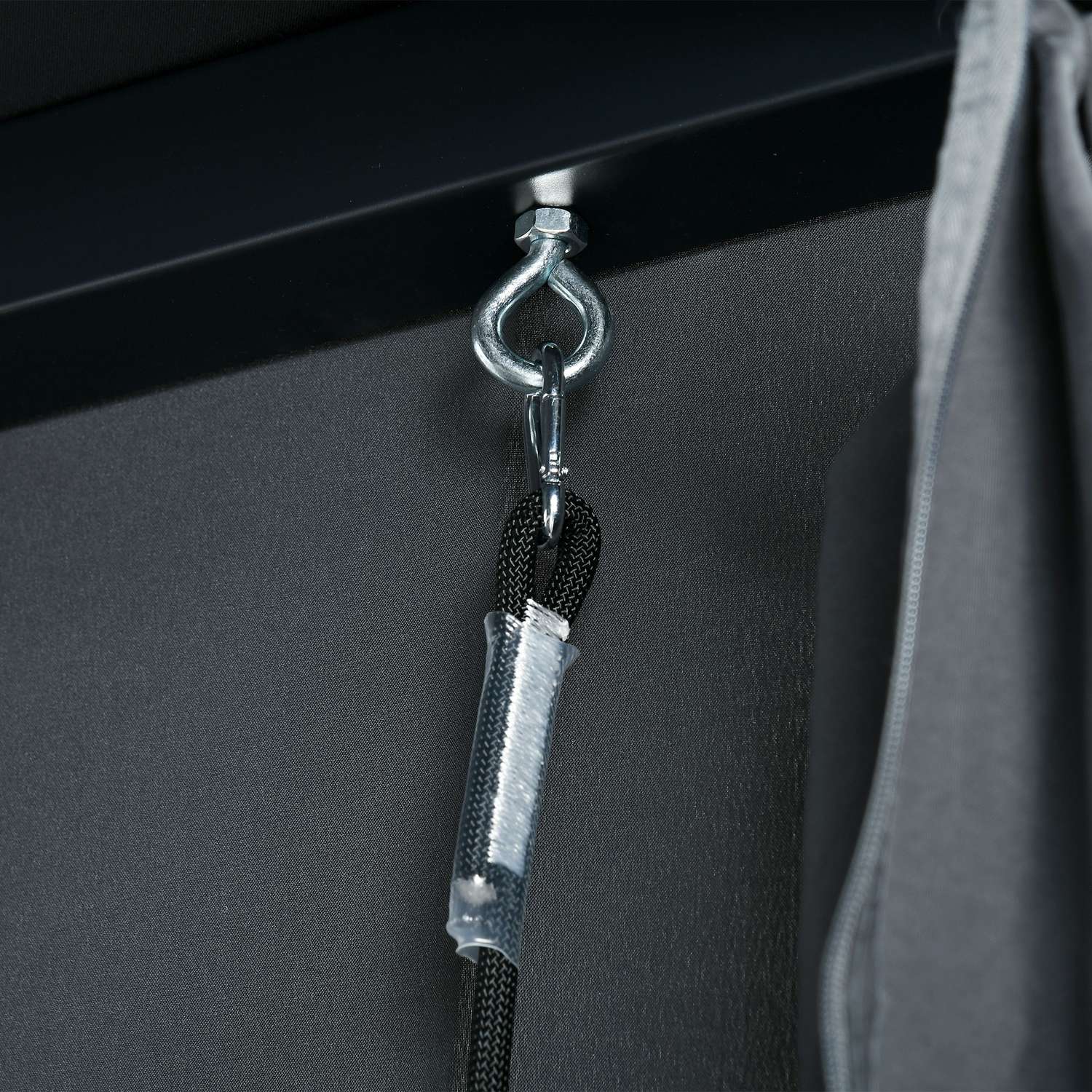 Väderbeständig trädgårdssäng med pergola och kudde