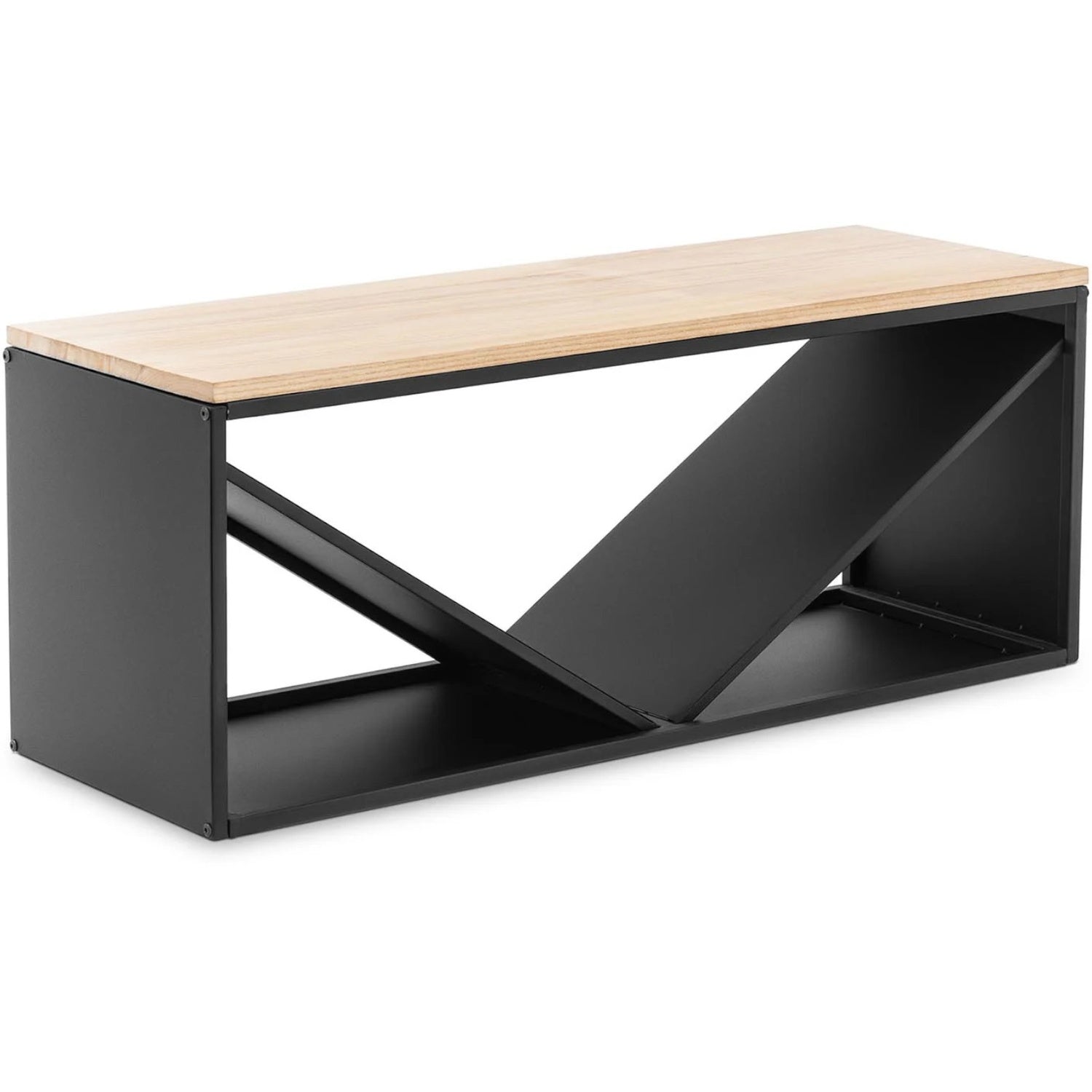 Vedstativ med bänk 104 x 35 x 41 cm