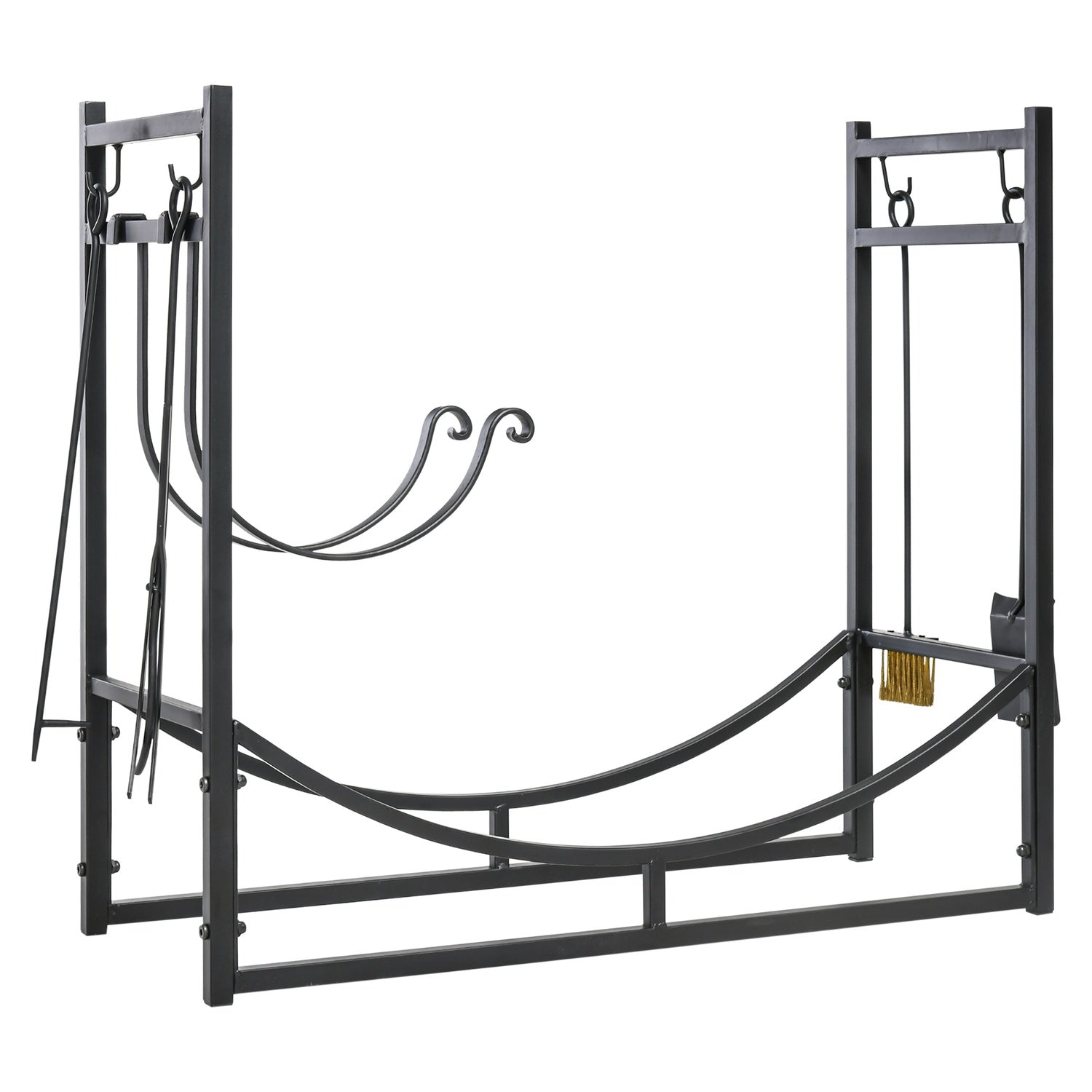 Vedställ, 2-lagers metall med krokar, 84x33x76 cm