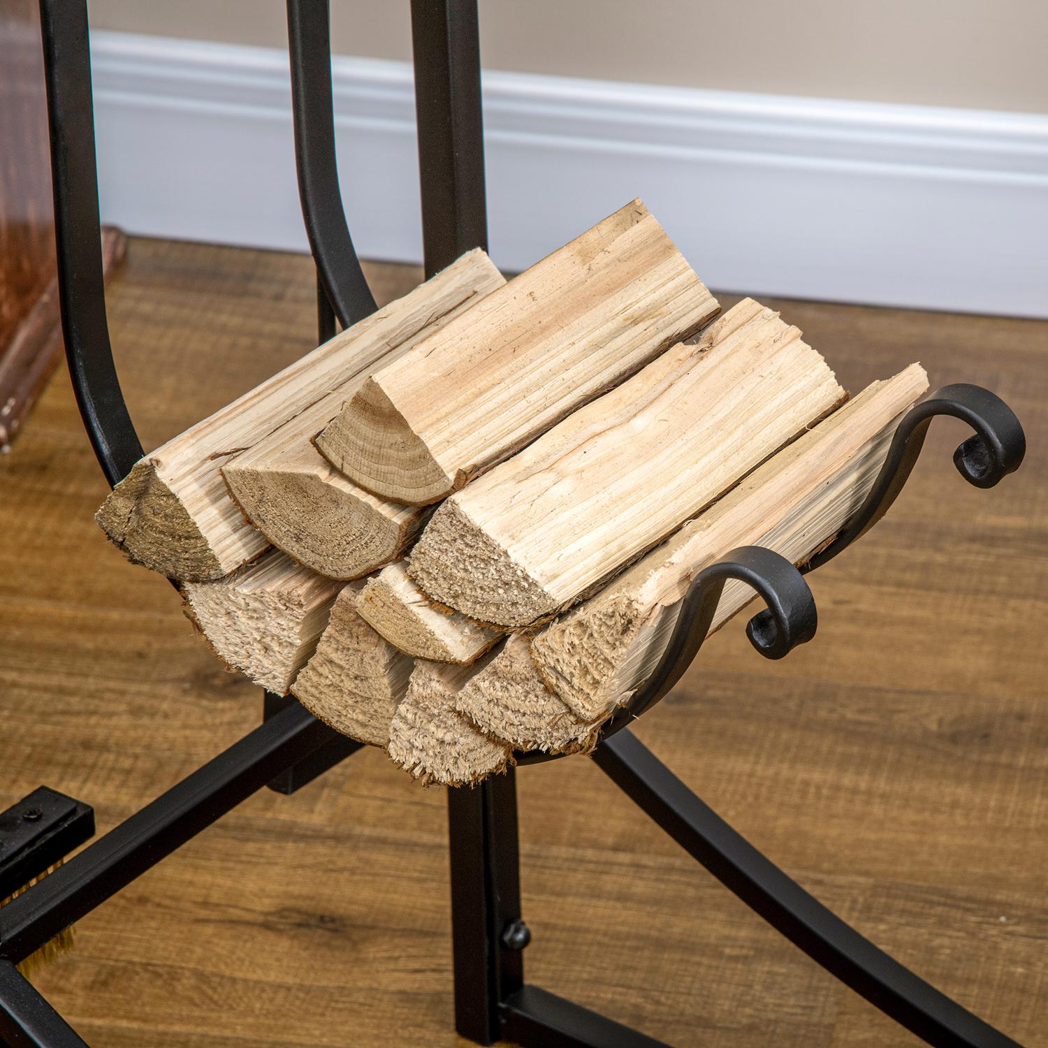 Vedställ, 2-lagers metall med krokar, 84x33x76 cm