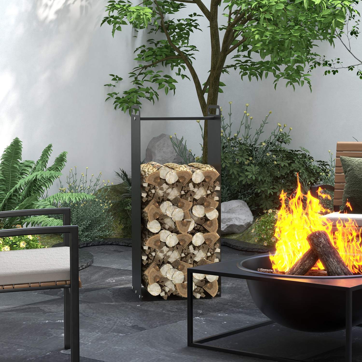 Vedställ i stål med handtag, 30 kg kapacitet, inomhus/utomhus