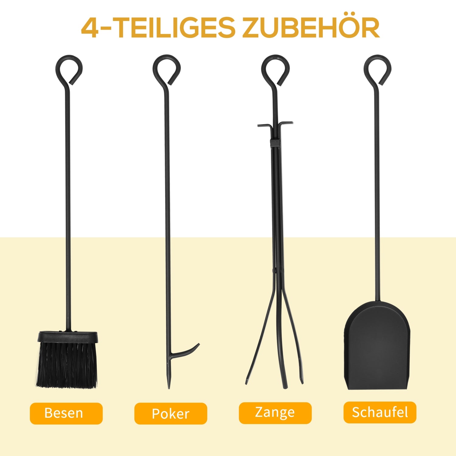 Vedställ i stål med spisverktyg, 75x30x60 cm