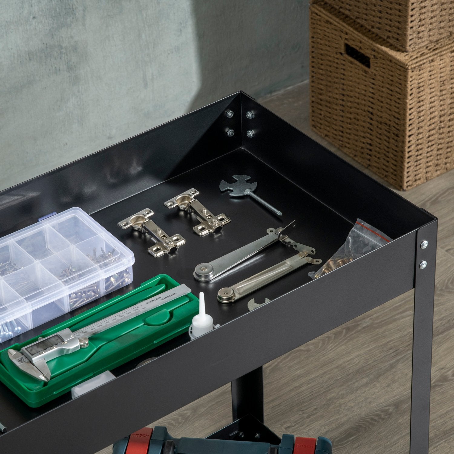 Verkstadsvagn, 2-nivå stål, 150 kg lastkapacitet