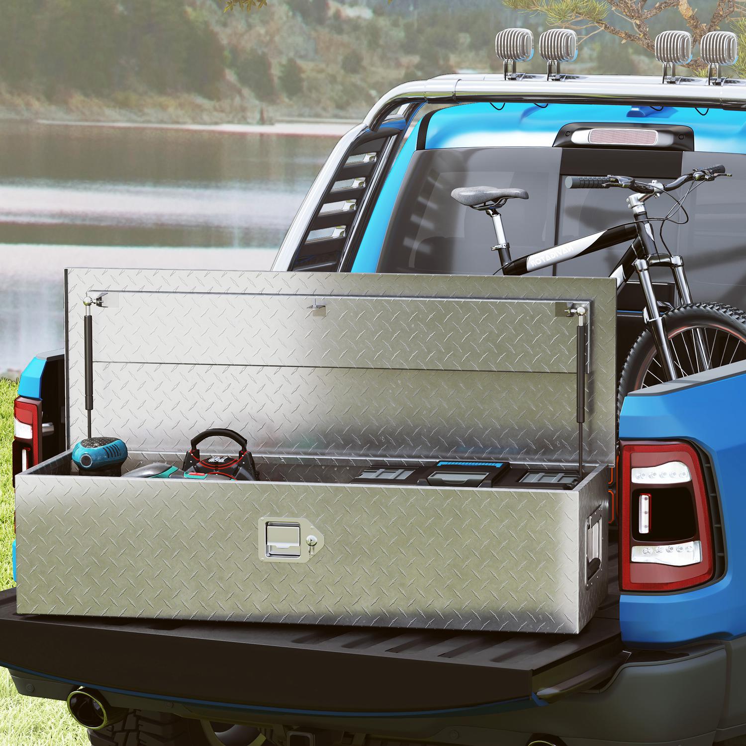 Verktygslåda i aluminium med lås och sidohandtag, 99 x 33 x 25,5 cm