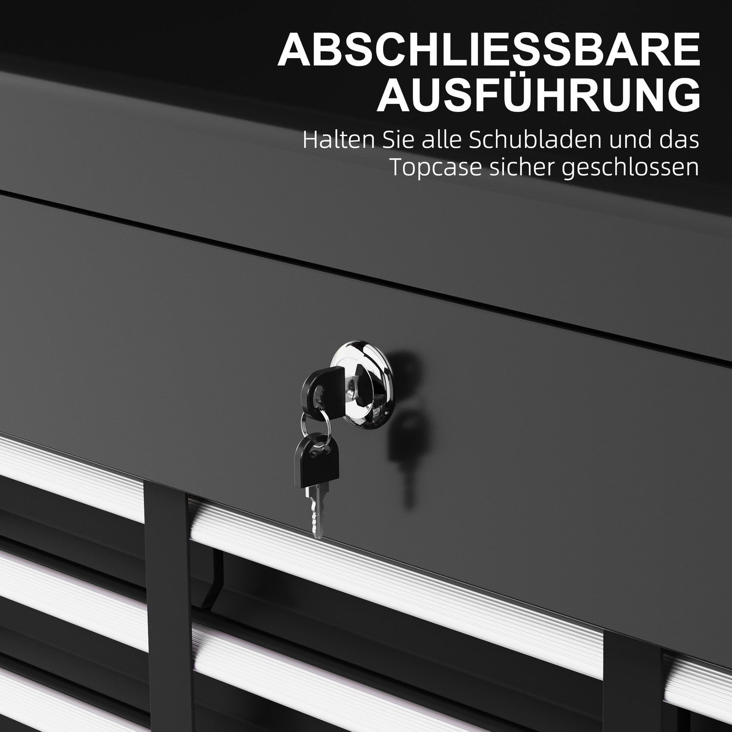 Verktygslåda i stål – 6 lådor, Låsbar, 60x26x34 cm