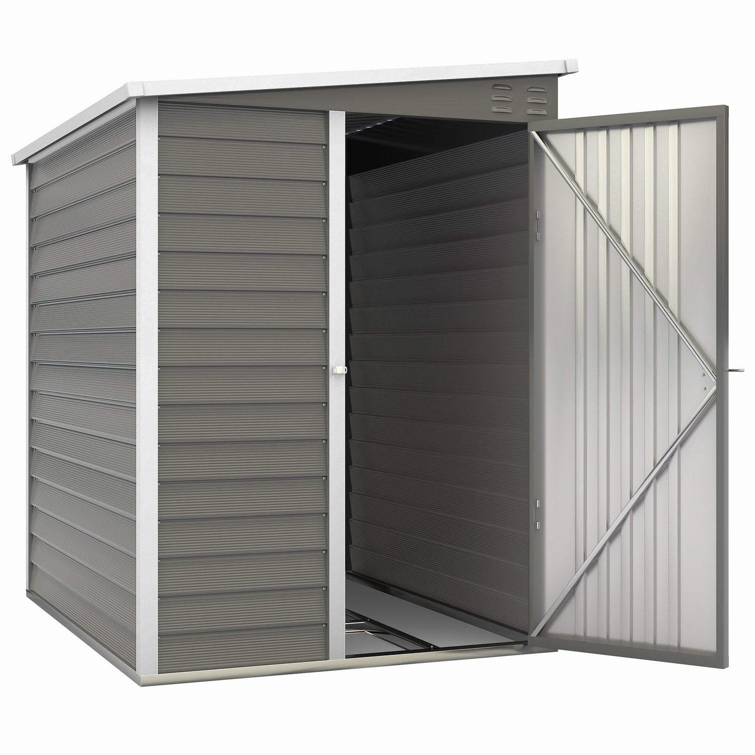 Verktygsskjul i metall, 2,3 m², låsbart, väderbeständigt, grått