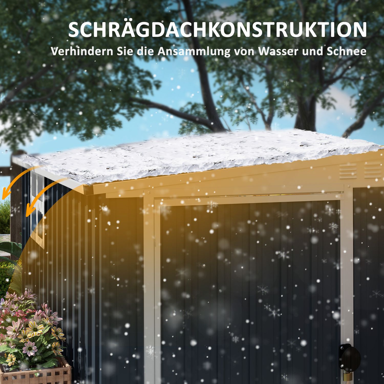 Verktygsskjul i metall – 2,7 m², tak, väderbeständig