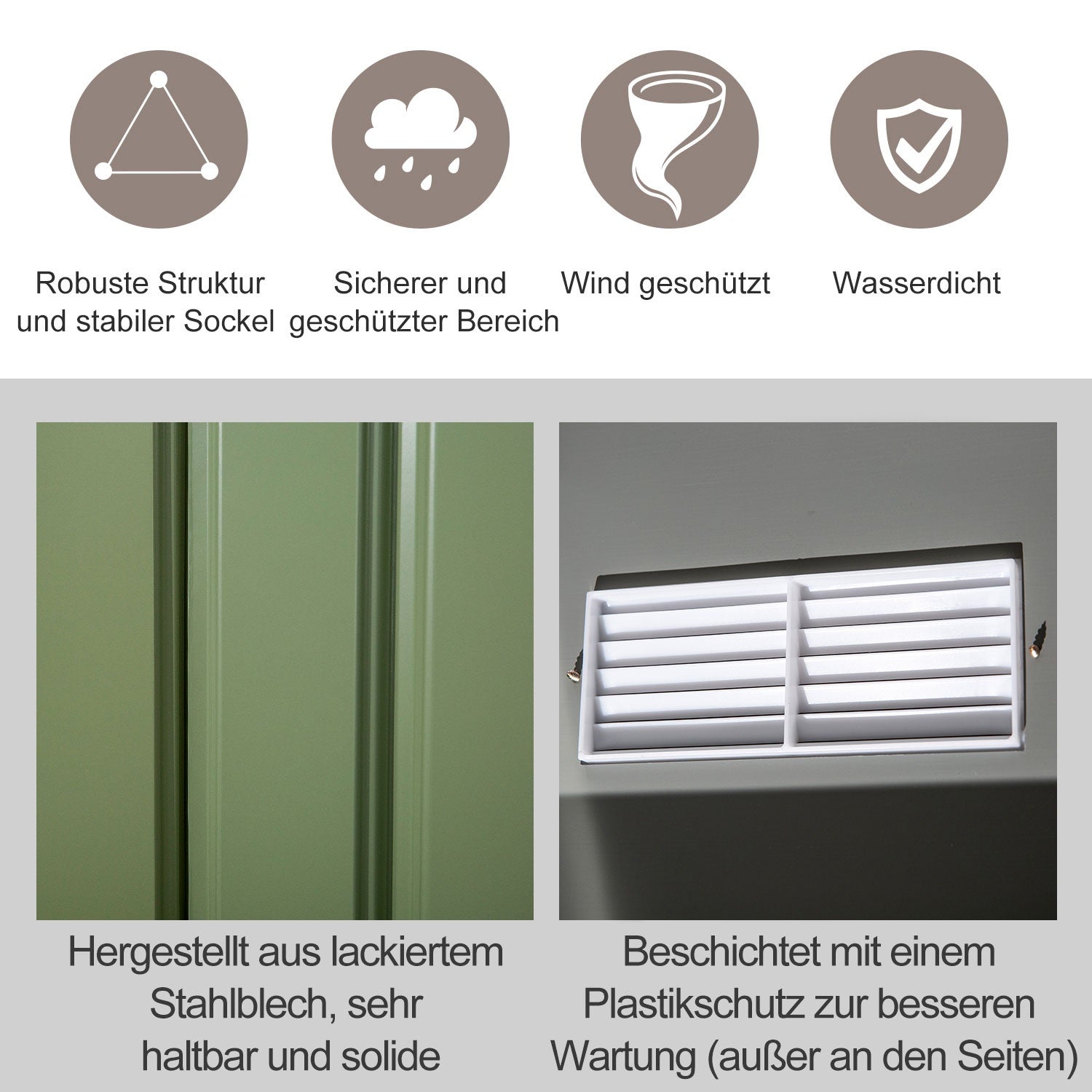 Verktygsskjul i metall med fundament, ljusgrön, 277x195x192 Cm