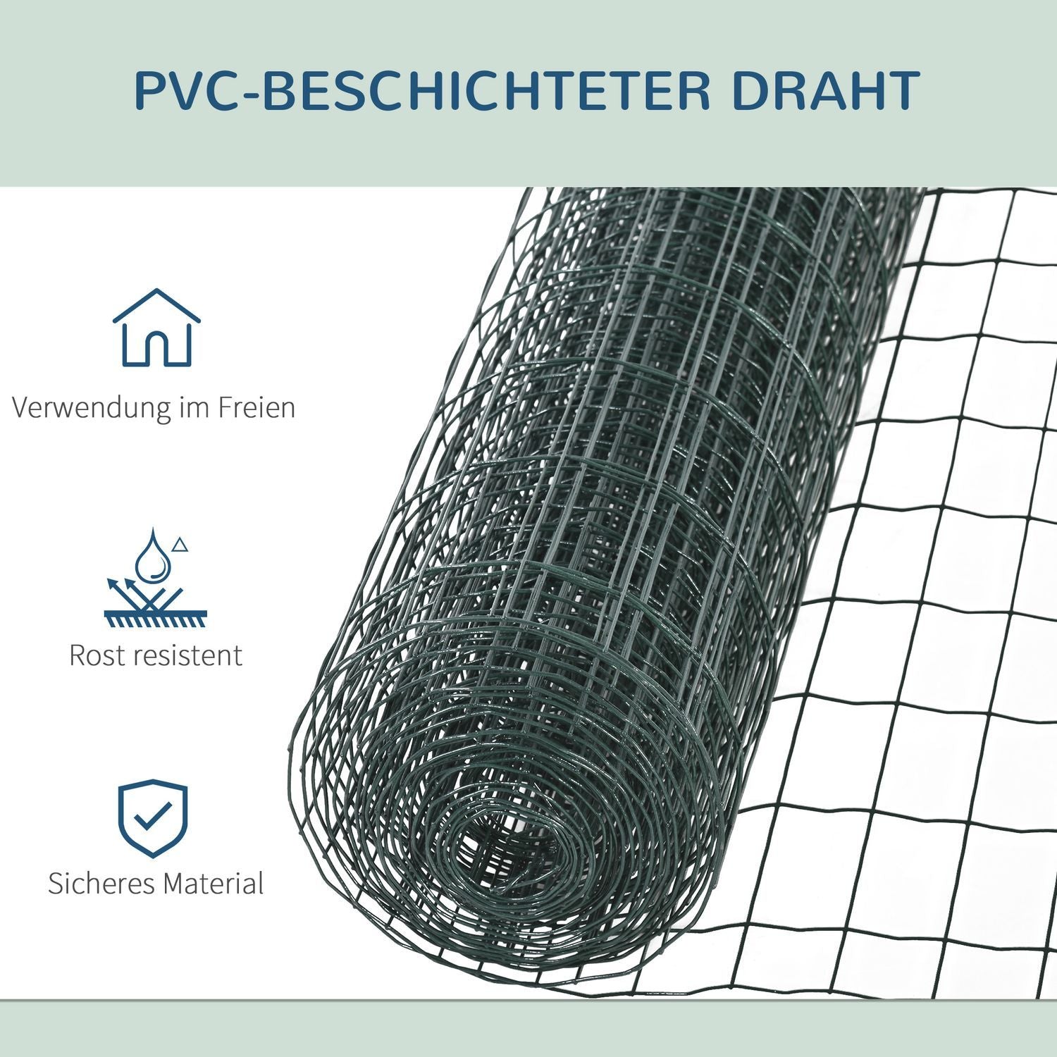 Trådnät Hundstaket Fjäderfästaket Fjäderfä Nät Kycklingstaket Hatt Stängsel Trådnät Trädgårdsstängsel Aviary Tråd Trådstaket Roll Mörkgrön 10 X 1,22 M