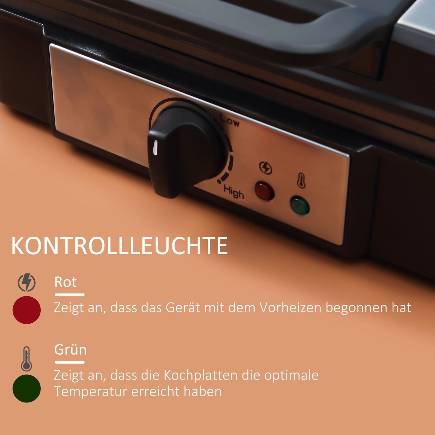 Våffelbryggare, non-stick, justerbar temperatur, svart, 1200W