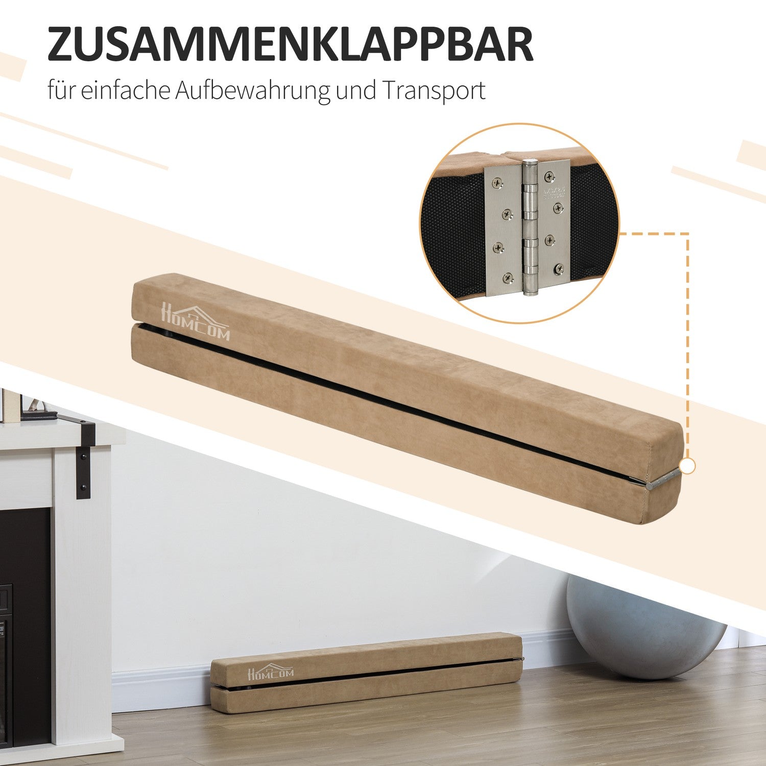Vikbar 210 cm Gymnastik Balansbalk – inomhus/utomhusbruk