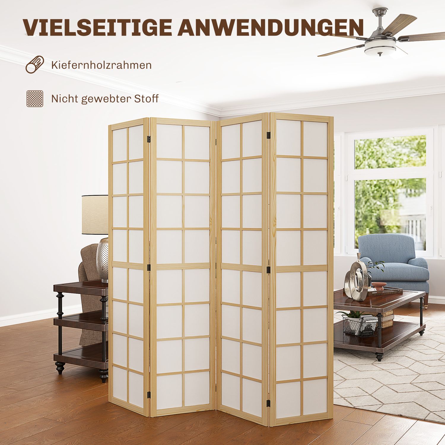 Vikbar Room Divider Privacy Screen, Natural - 160x170 cm