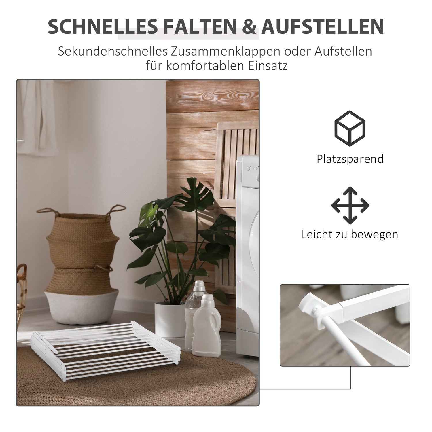 Vikbar Tower Clothes Airer, 8 nivåer, vit 74x35x144 cm