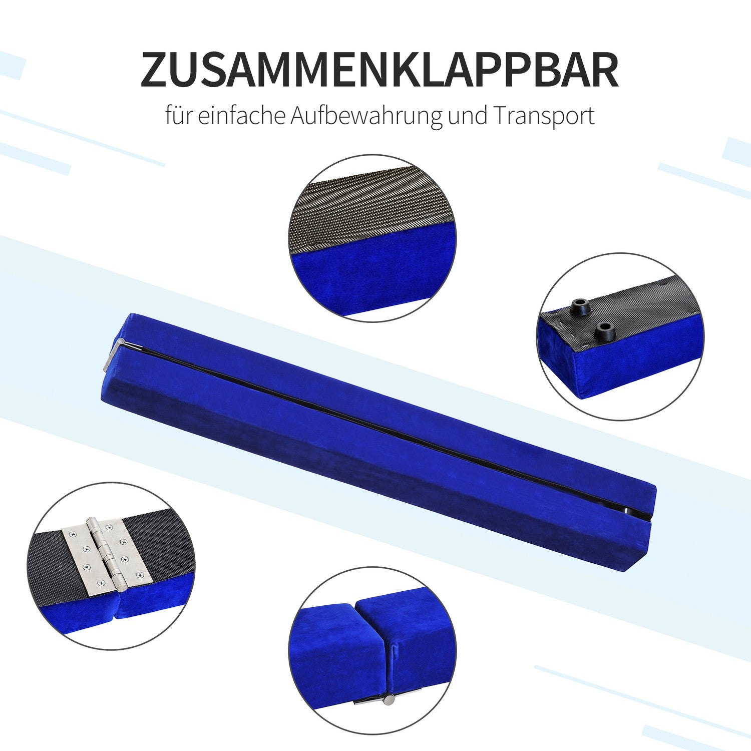Vikbar balansbalk för gymnastik, blå, 210 cm, 120 kg Limit