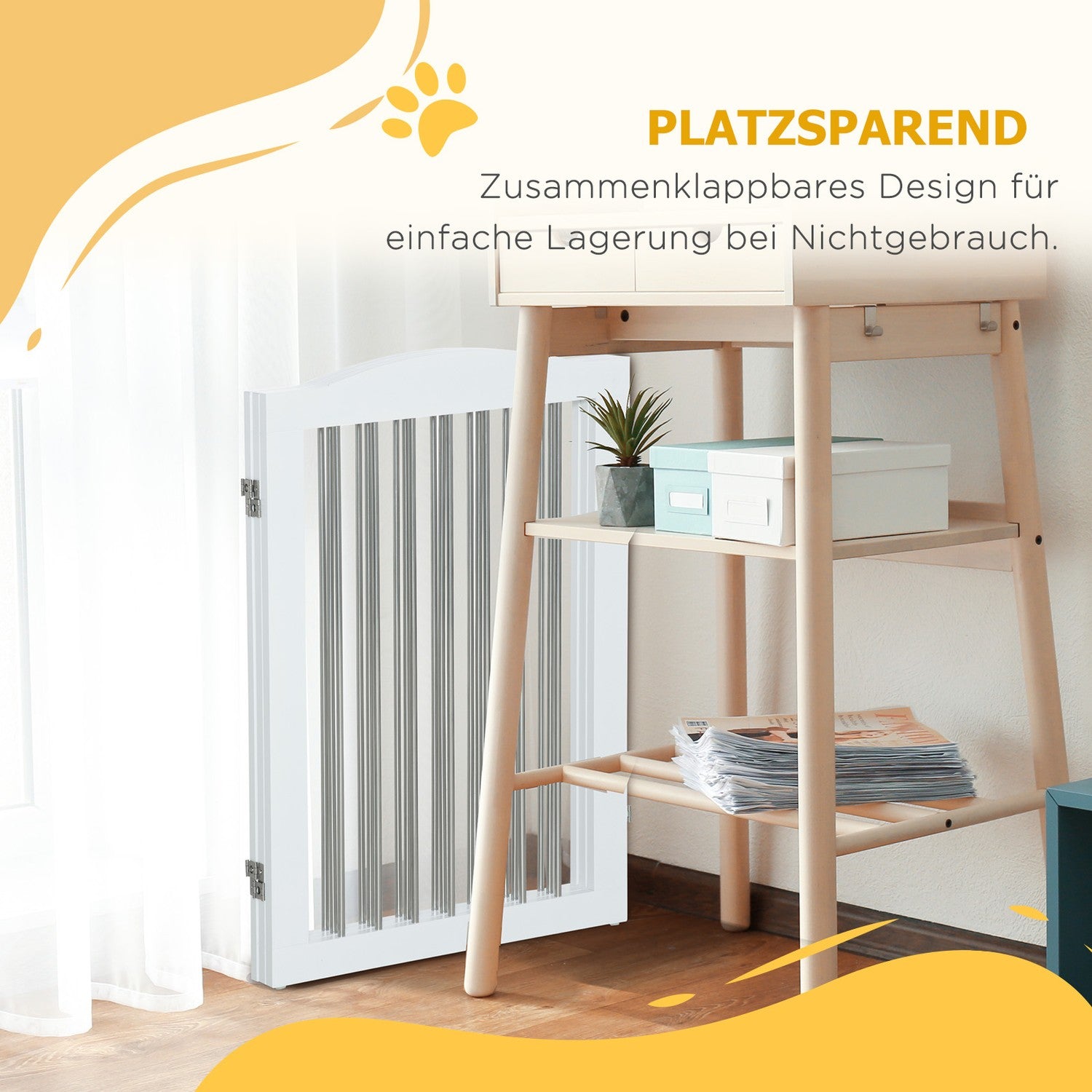 Vikbar hundgrind, 3 paneler, 154x30x80 cm Säkerhetsbarriär