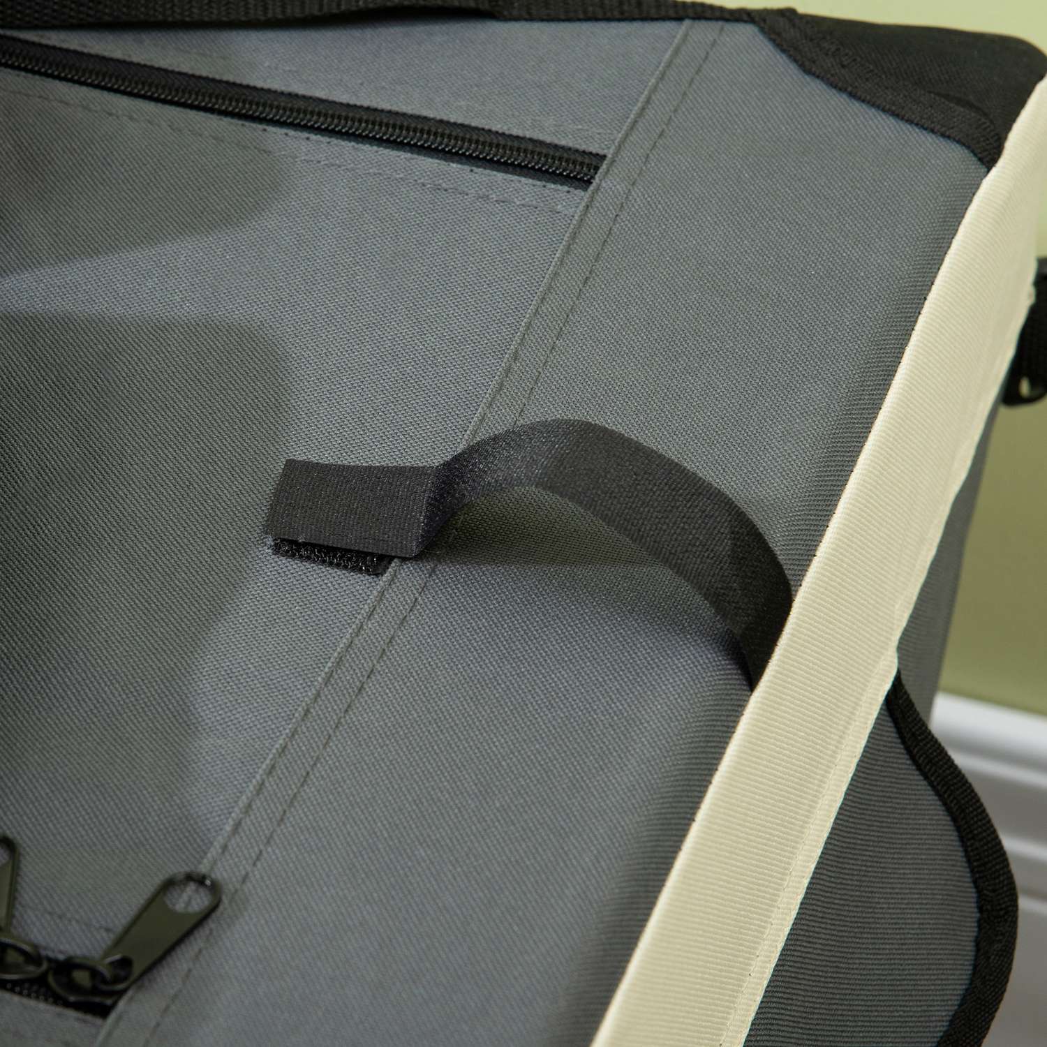 Vikbar hundtransportväska med kudde, grå/svart