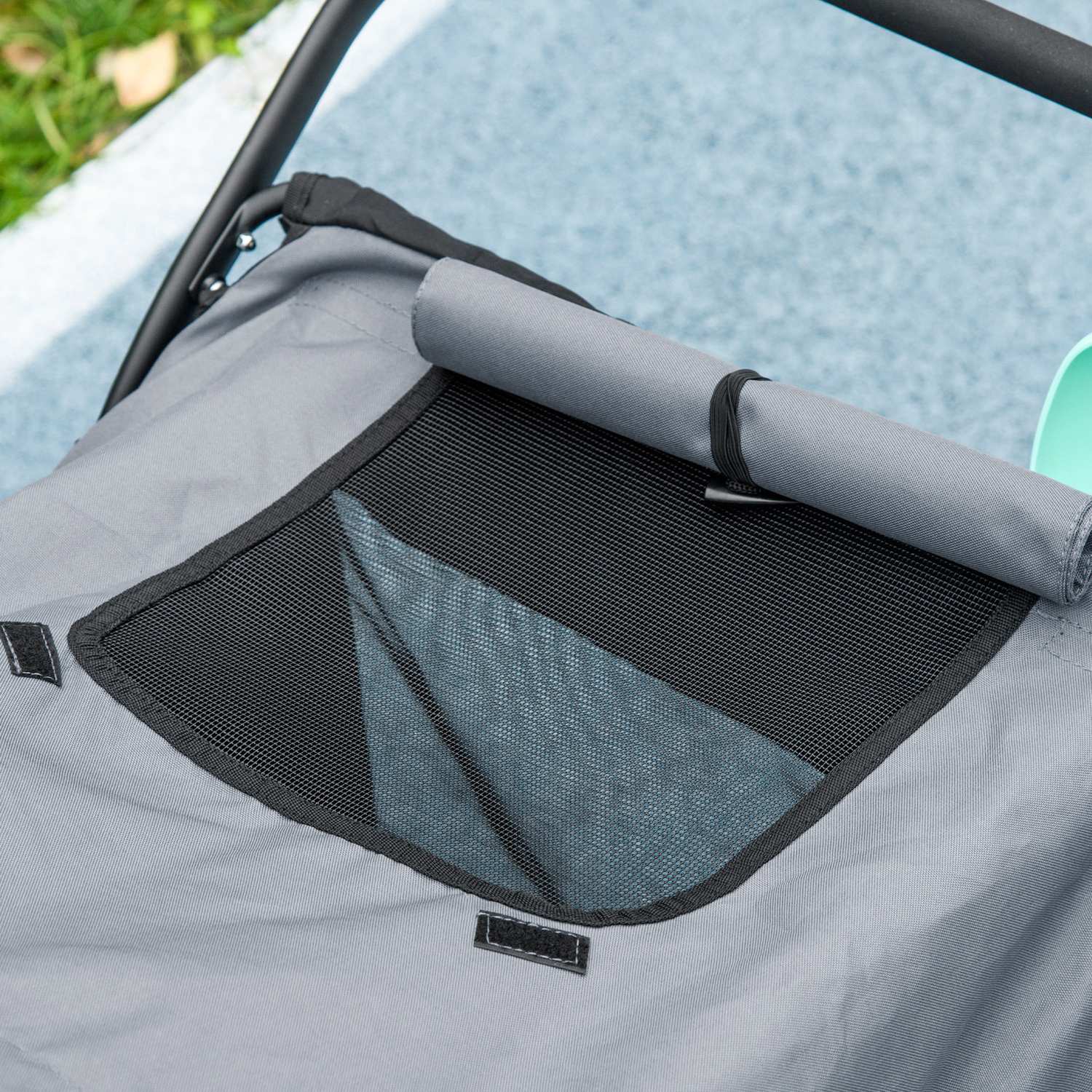 Vikbar husdjursvagn med nätfönster, 30 kg kapacitet, grå