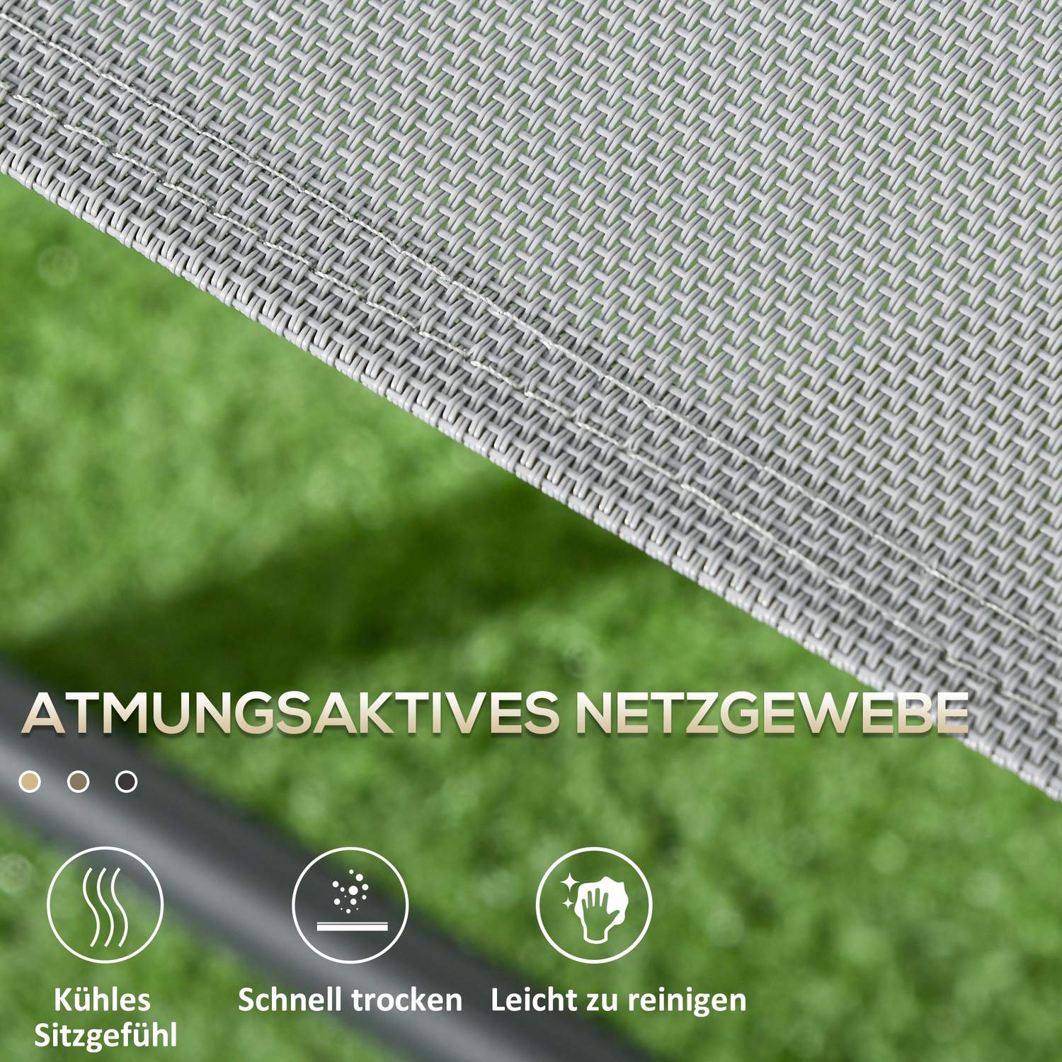 Vikbart bistroset – stål & mesh, ljusgrå – 3-delat