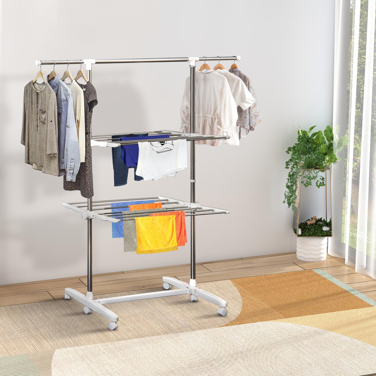 Vikbart klädluftstorn med sidovingar, 2 nivåer